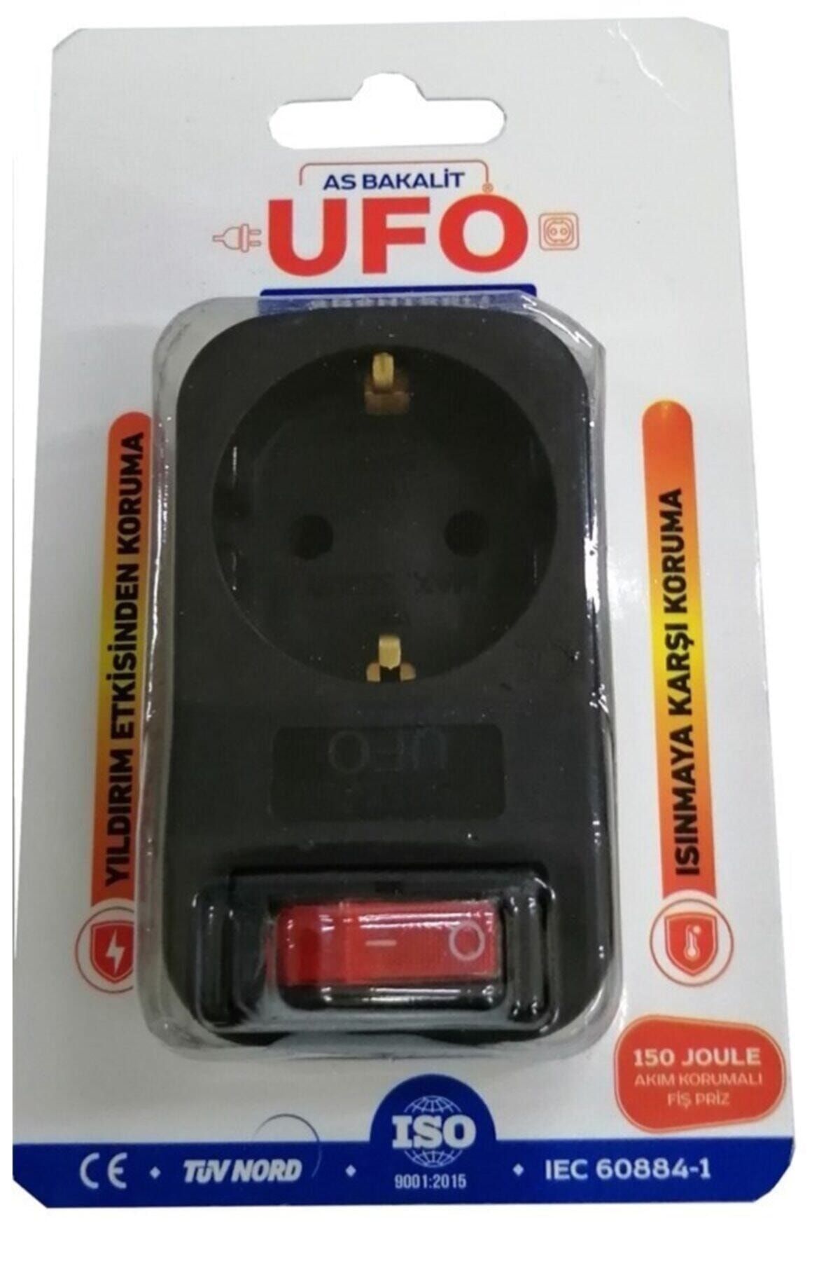 Genel Markalar Ufo Anahtarlı Tekli Akım Korumalı Fişli Priz Siyah 323027