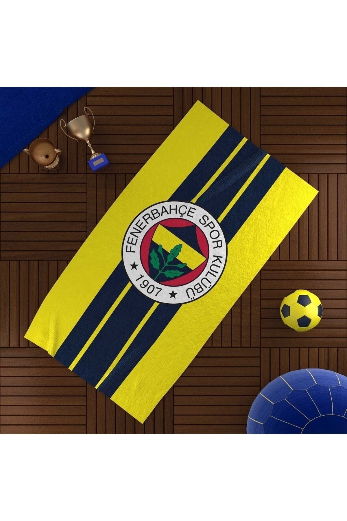 Taç Lisanslı Fenerbahçe Plaj Havlusu Fb Sarı Lacivert 75 X 150 Cm % 100 Cotton