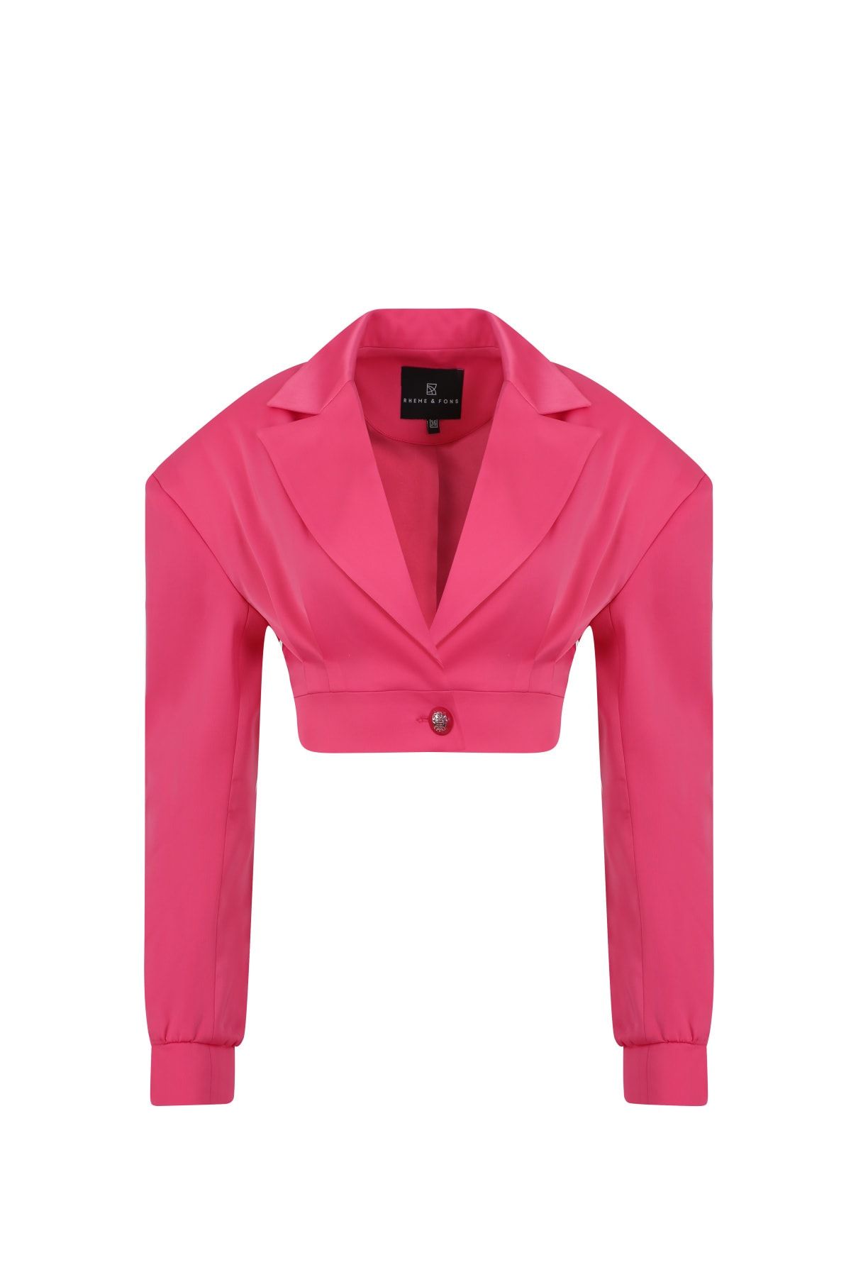 Rheme And Fons Özel Tasarım Couture El Işçiliği Düğme Detay Pembe Kadın Blazer Ceket
