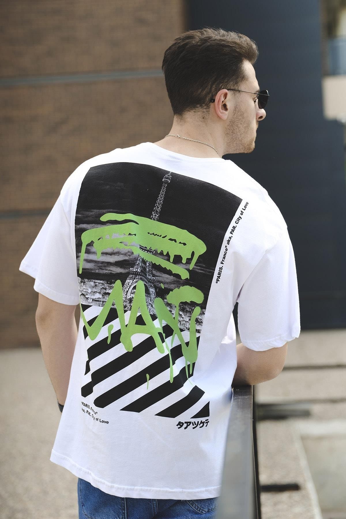 Oksit Paris Man Neon Baskılı Unisex Oversize Tshirt
