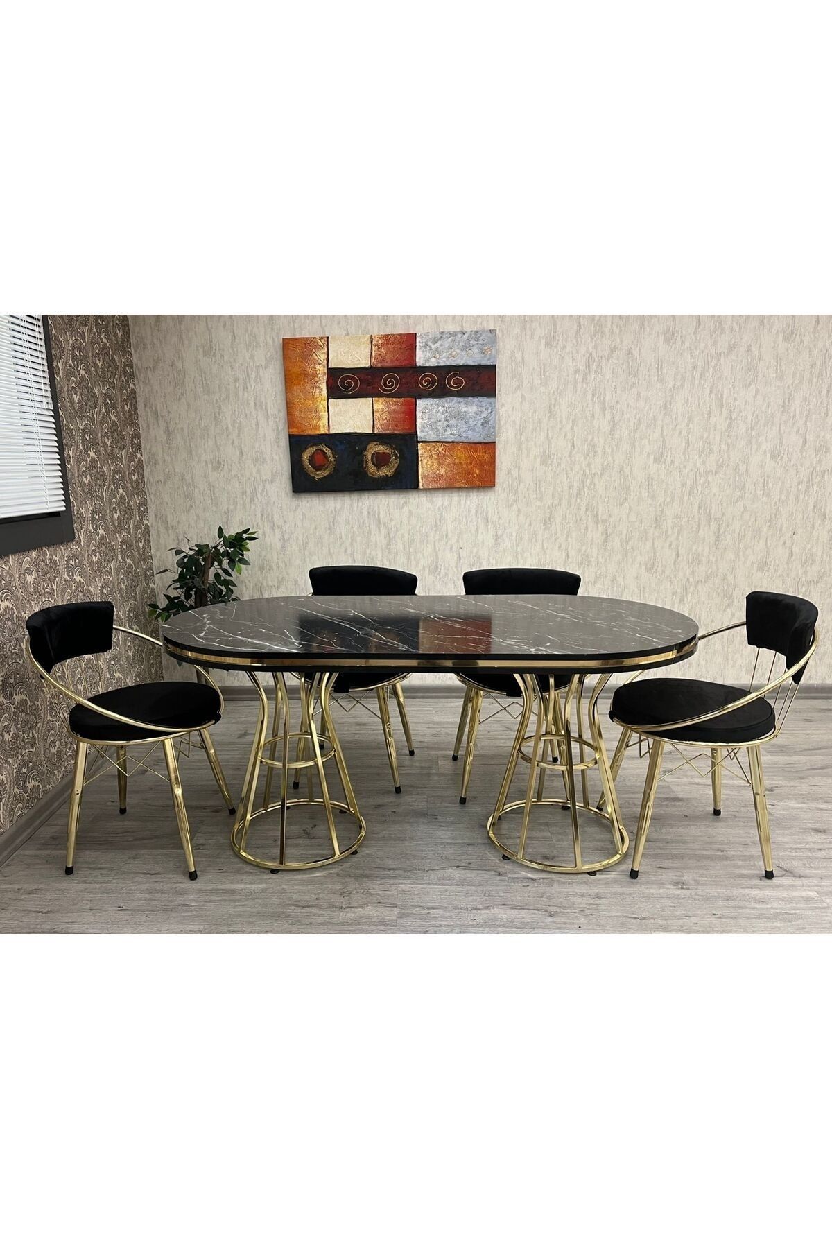 BY ORHAN GÜZEL Mutfak Masası Takımı ,salon Masası Takımı, 6 Kişilik Venüs Gold Salon Masası Takımı