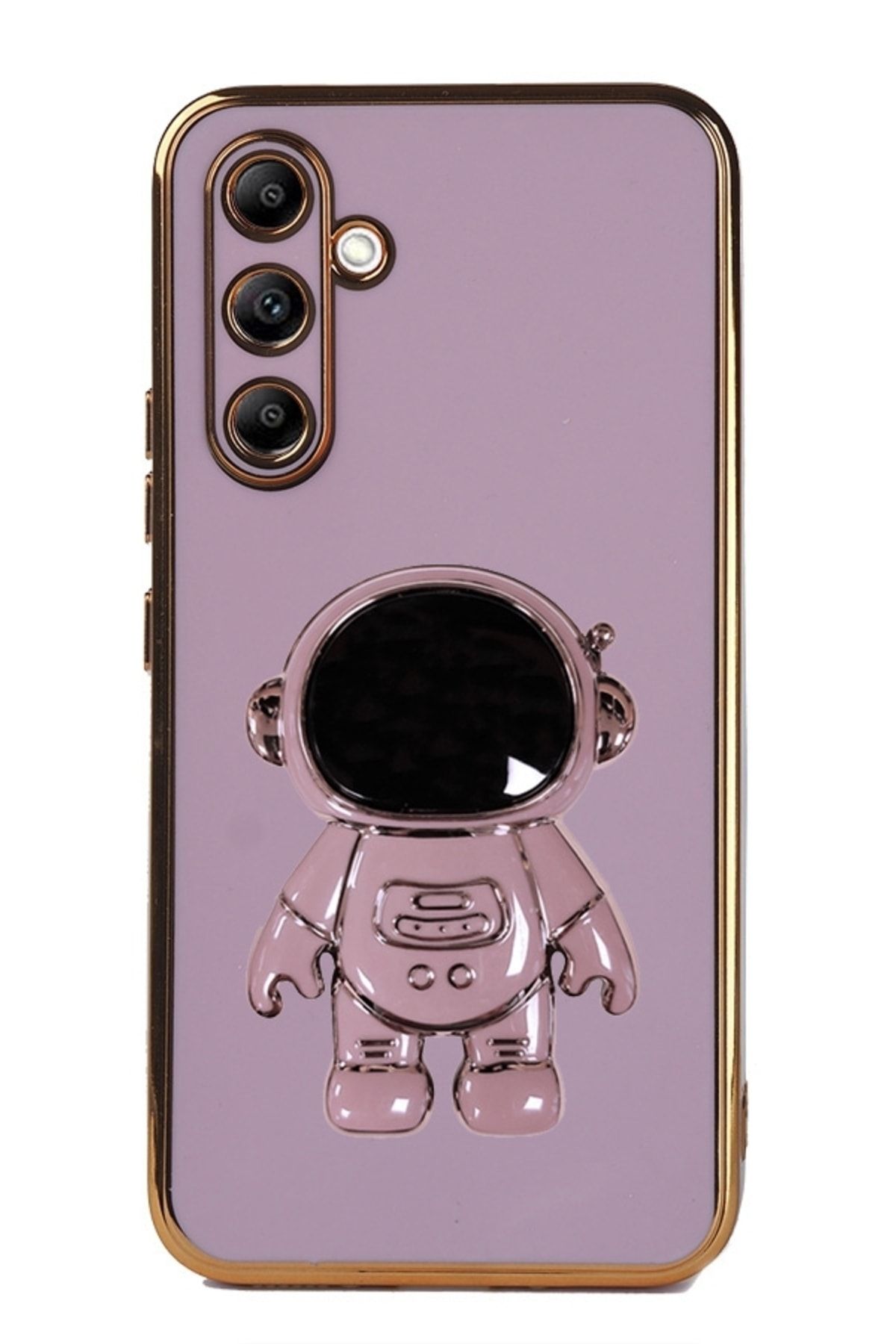 Eiroo Astronot Samsung Galaxy A54 Standlı Mor Silikon Kılıf