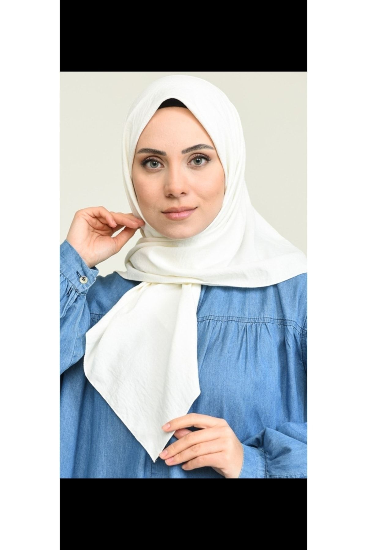 HAR-UM Ticaret Tesettür Kadın Pamuk Cazz Eşarp Modeli > Kırık Beyaz