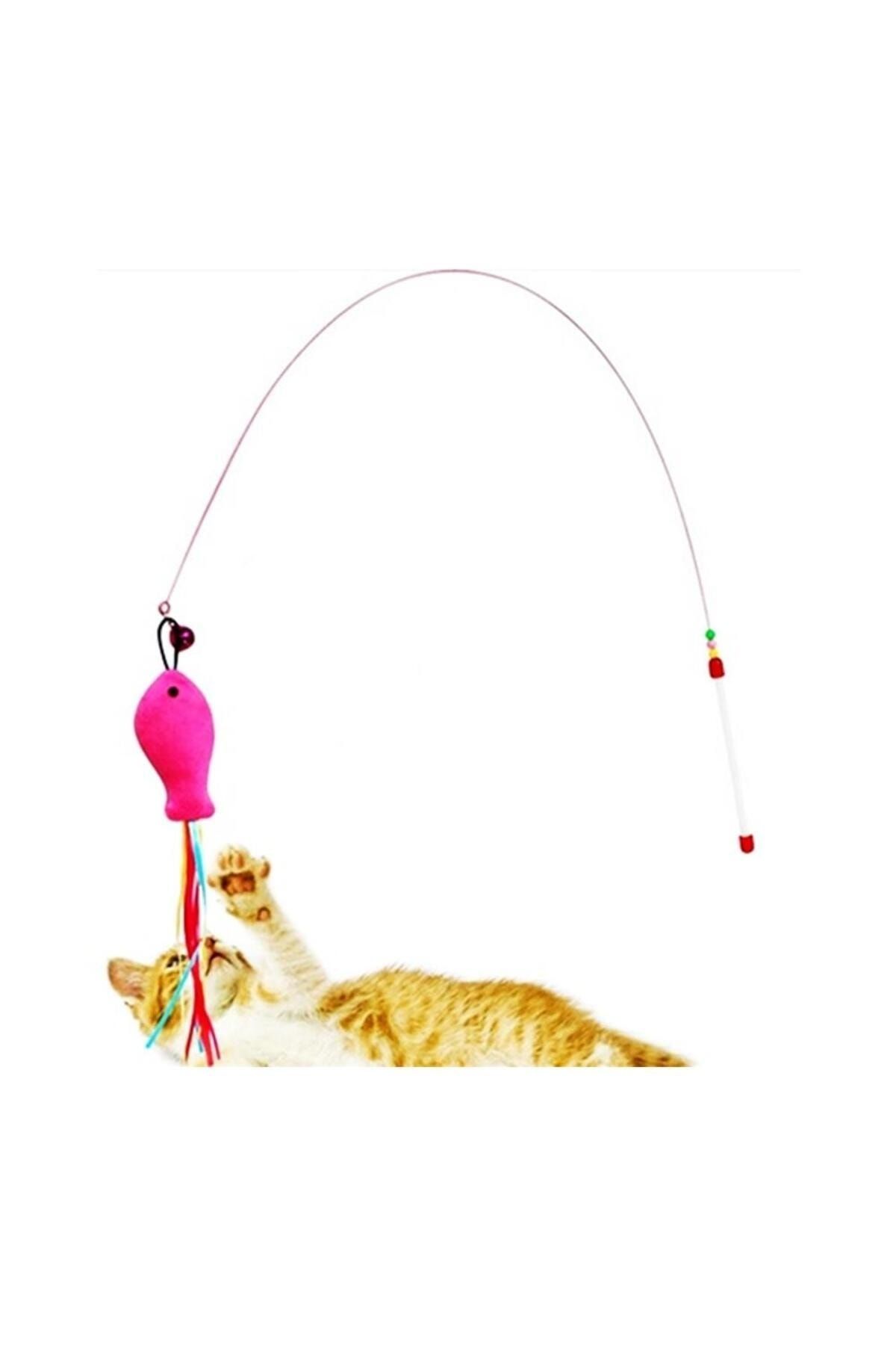 CMT Sesli Zilli Balık Kedi Oltası Oyuncağı 90 Cm