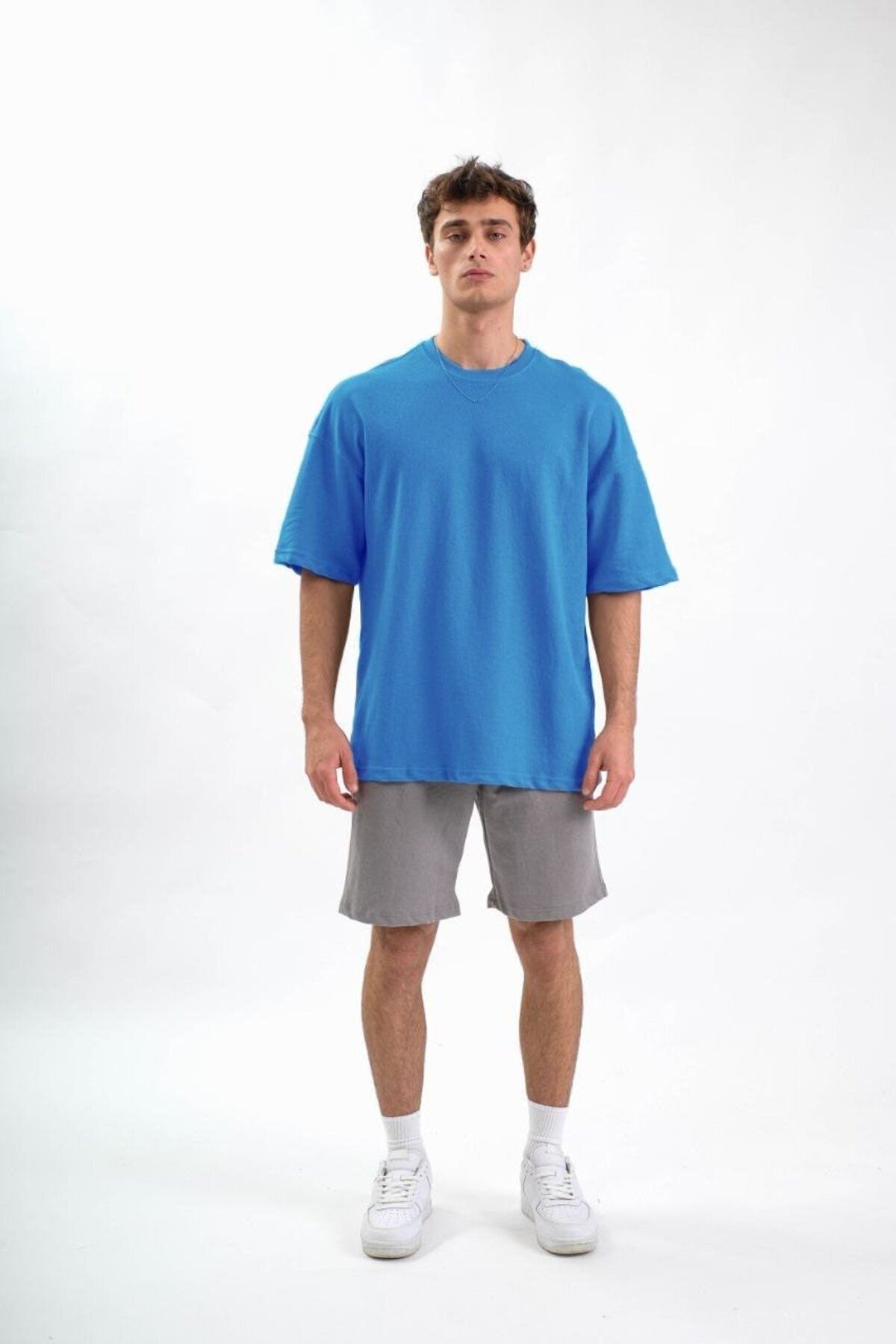 Breezy Basic Oversize Mavi T-Shirt