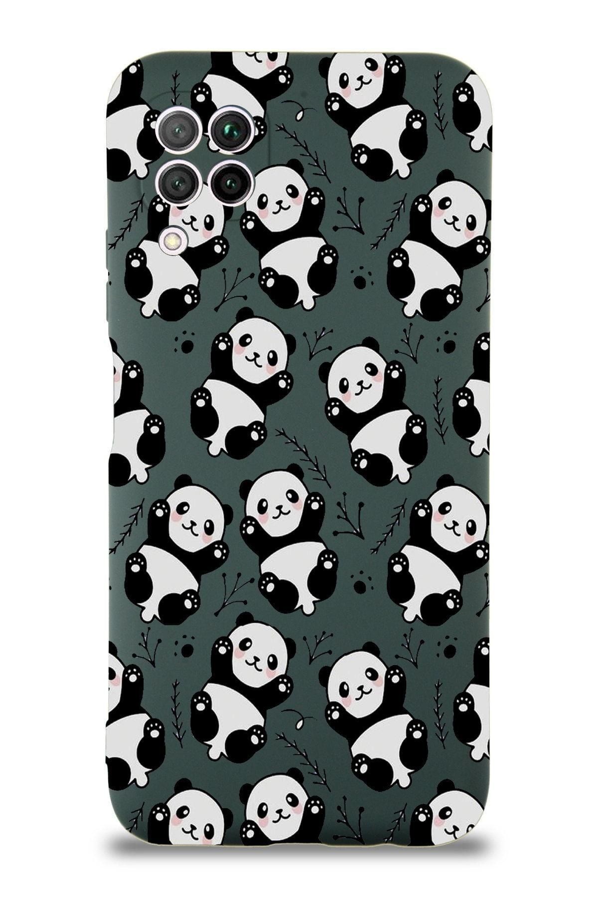 PrintiFy Huawei P 40 Lite Uyumlu Lansman Kılıf Panda Tasarımlı Içi Kadife Kapak-yeşil
