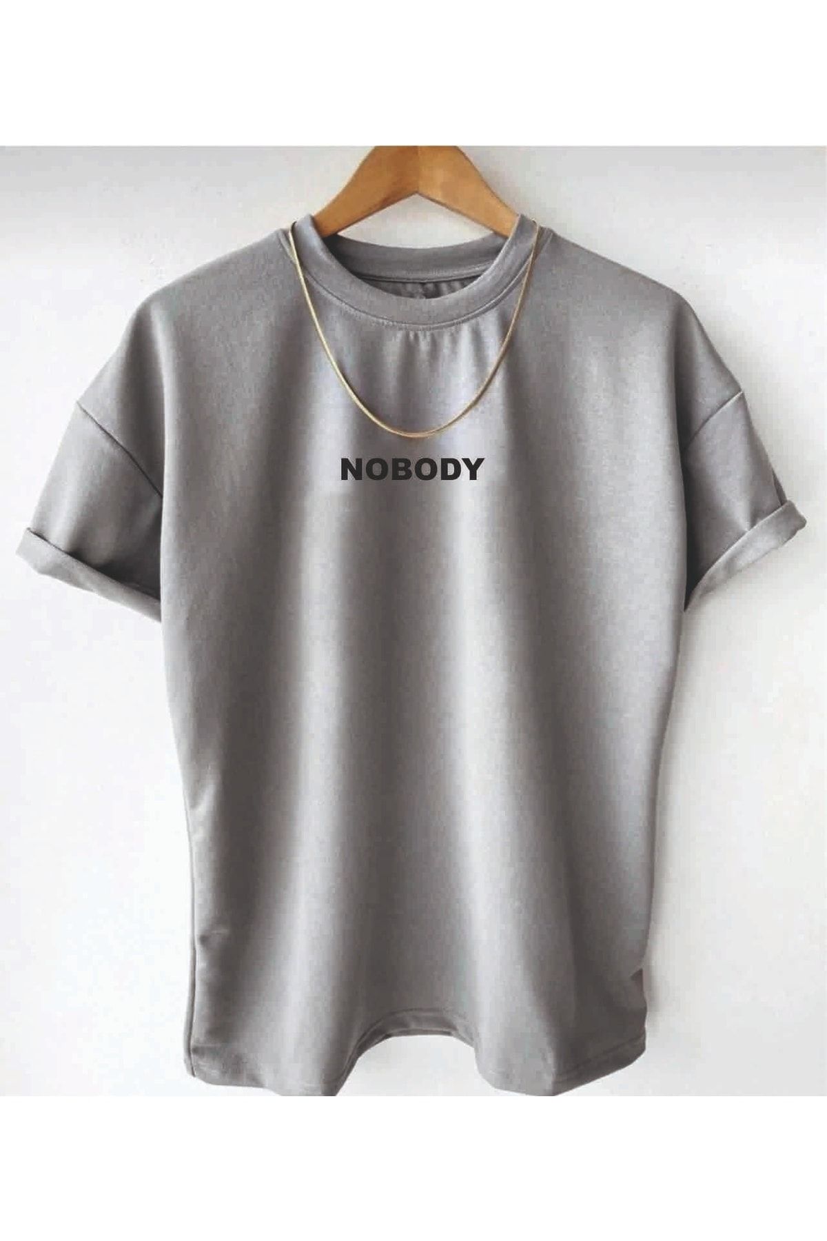 AFROGİYİM Erkek Nobody Baskılı Oversize T-shirt