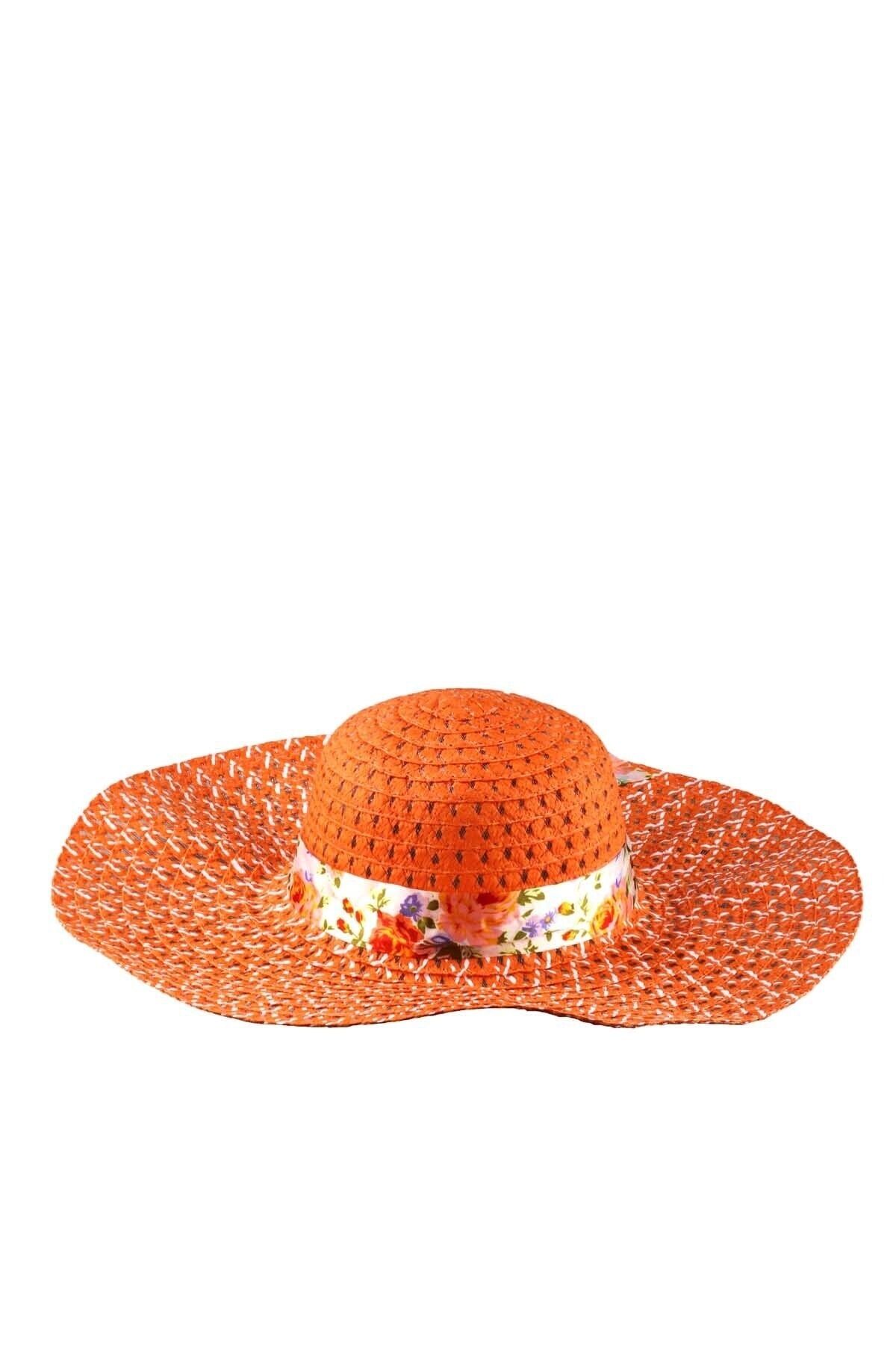 Beoje Kadın Şapka Hasır Çiçekli Kuşaklı Akdsp-0037