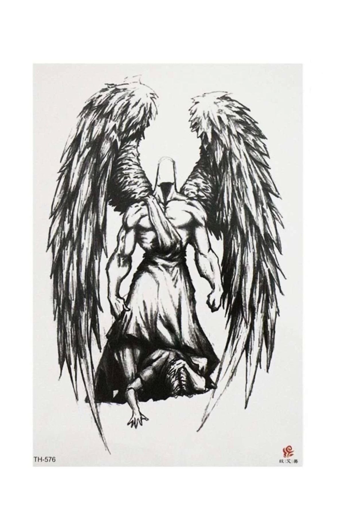 Barly Geçici Kanatlı Savaşçı Dövme Tattoo
