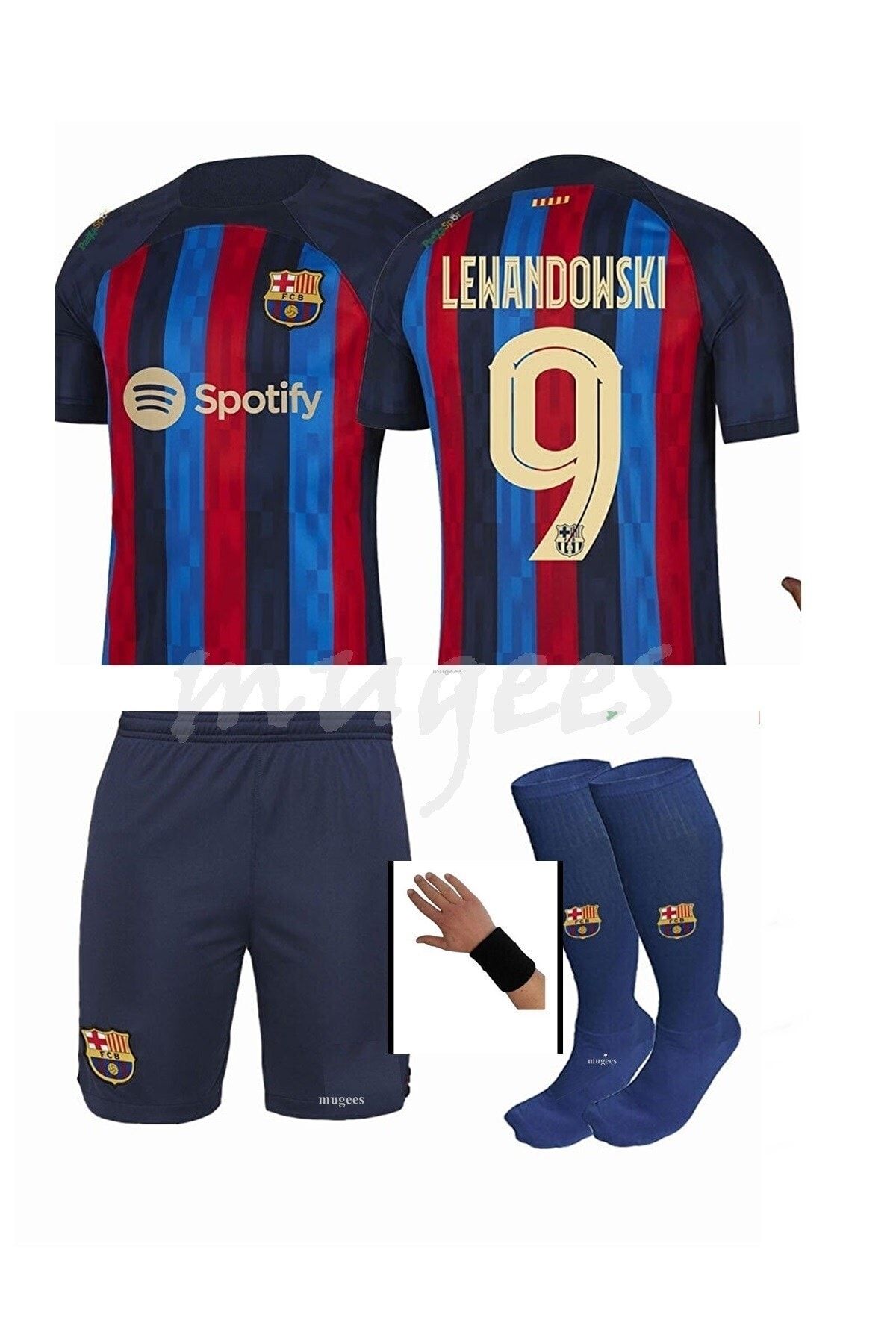 mugees Barcelona Lewandowski Erkek Çocuk Forması Takımı 4 Lü Set