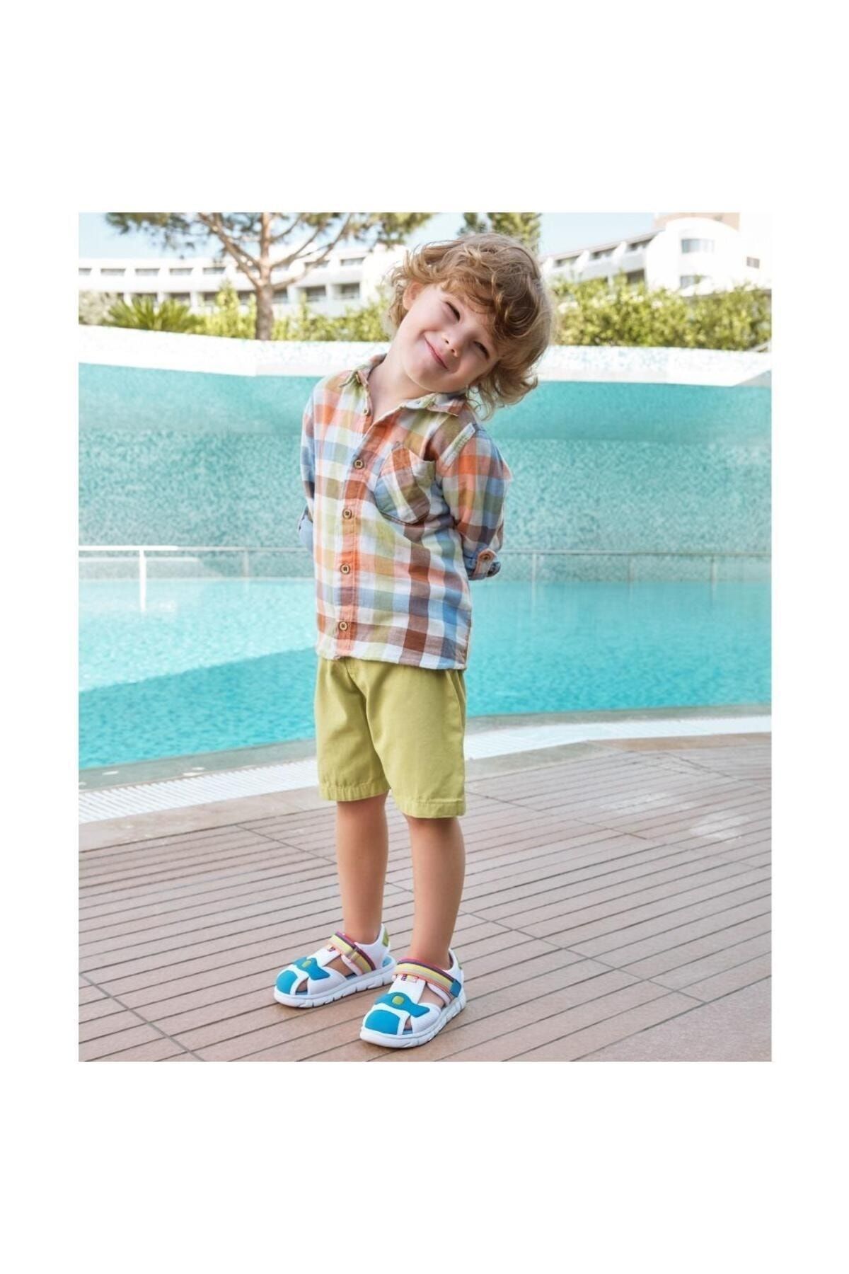 Vicco Flow Hafif Erkek Çocuk Beyaz/Saks Mavi Sandalet