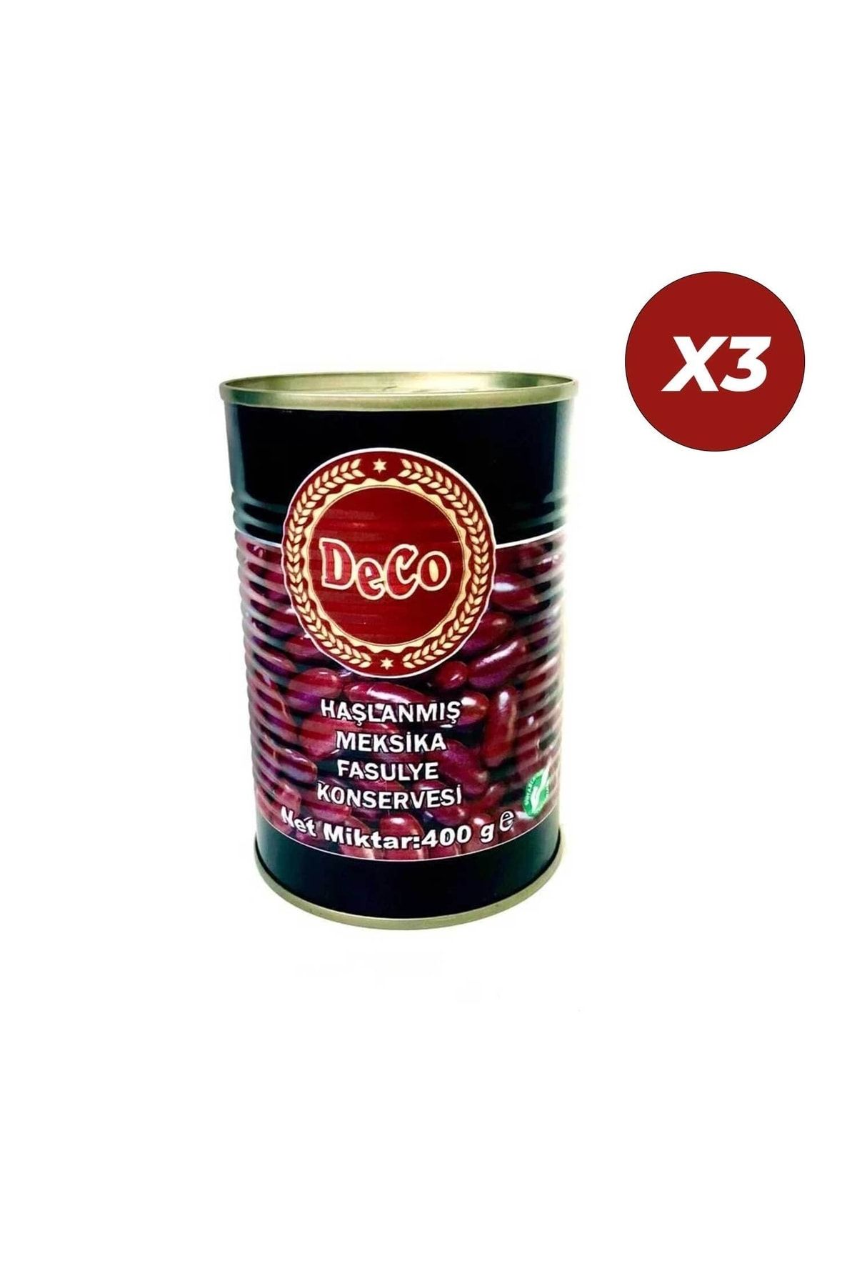 DECO Haşlanmış Meksika Fasulyesi Red Kidney Beans 400 G x 3 Adet