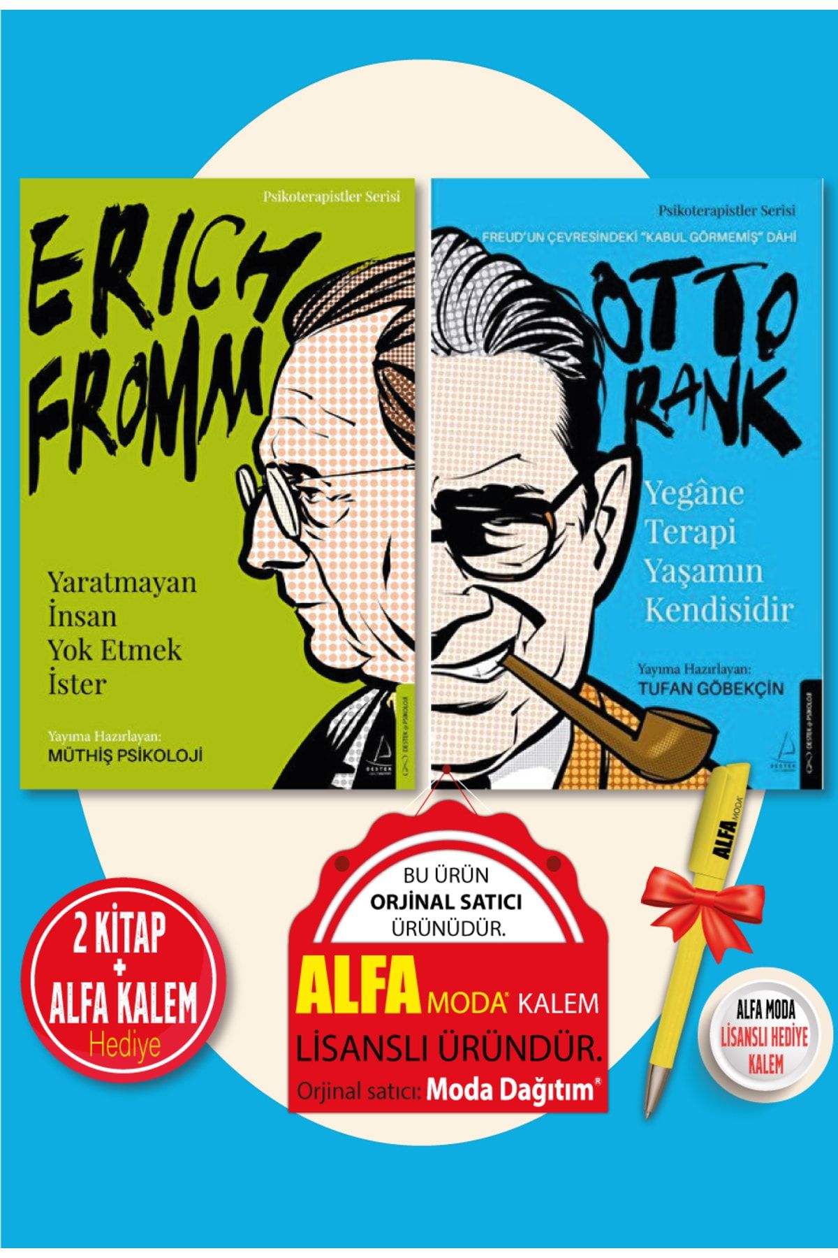 Destek Yayınları Erich Fromm Yaratmayan Insan Müthiş Psikoloji + Yegane Terapi Yaşamın - Otto Rank 2'li + Moda Kalem