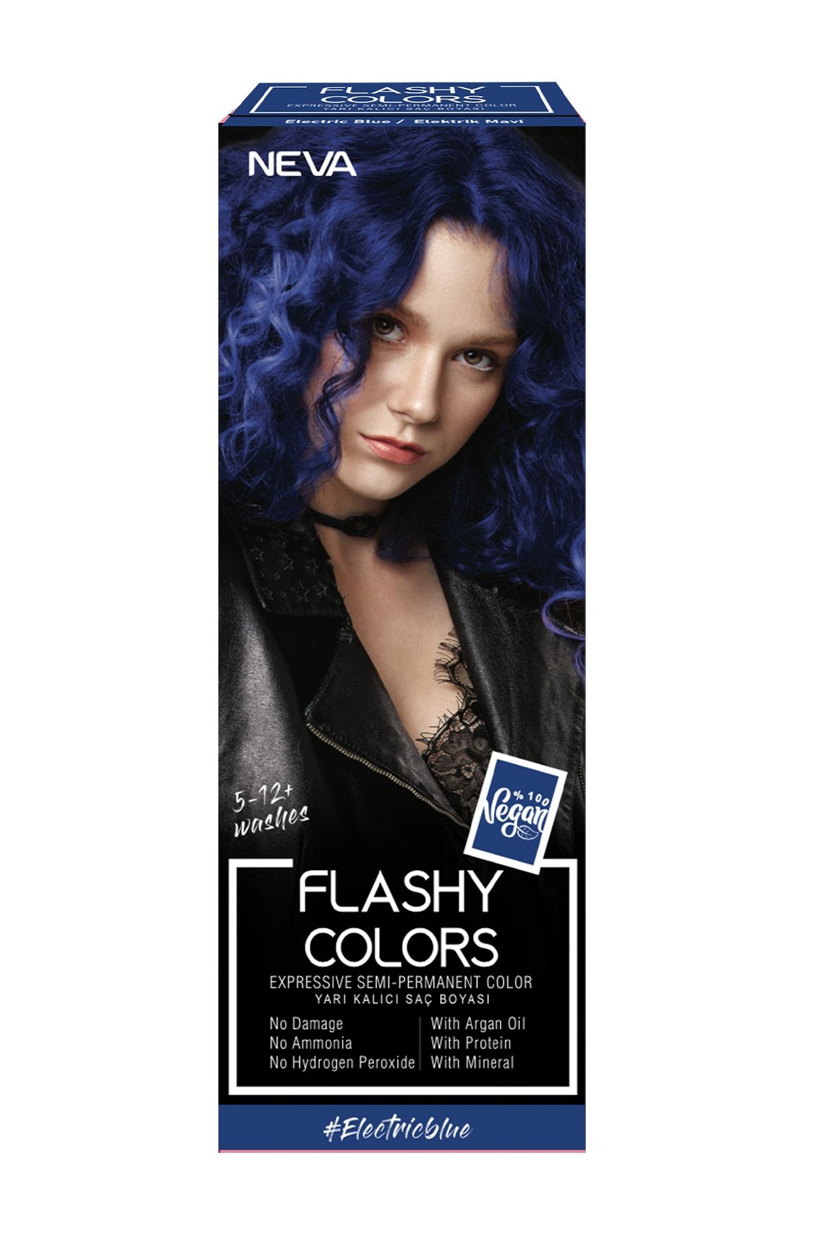 Neva Flashy Colors Yarı Kalıcı Saç Boyası Electric Blue / Elektrik Mavi 100 ml