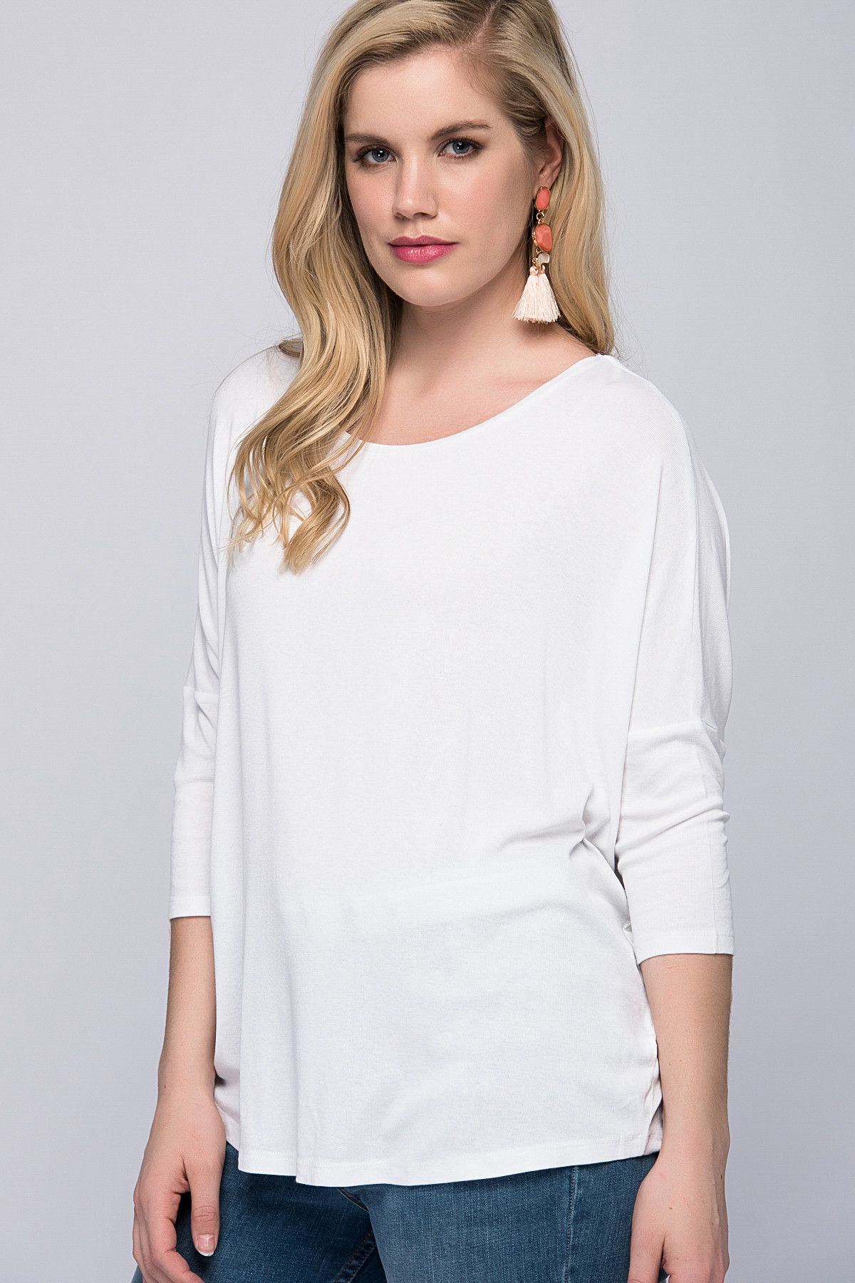 Curvy Kadın Beyaz Bluz CRV16410