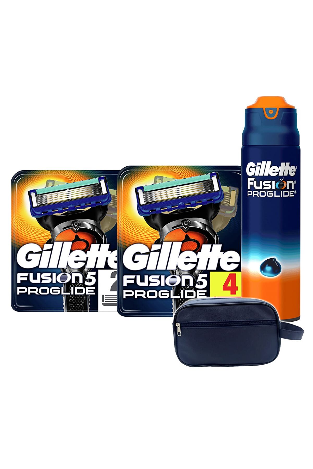 Gillette Fusion Proglide Flexball Tıraş Bıçağı Paketi (6'Lı Bıçak + Jel+ Seyahat Çantası)