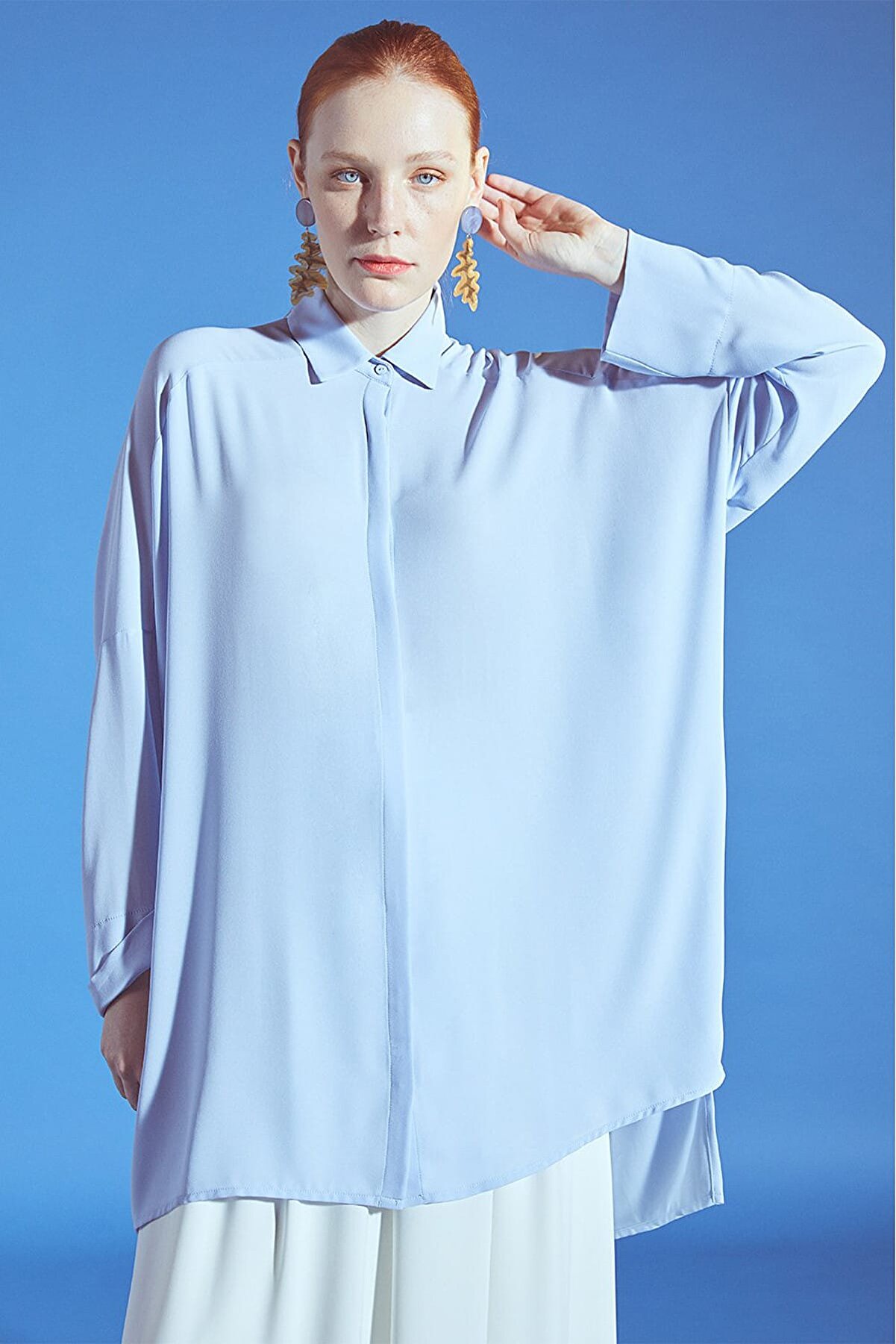 Latifa Kadın Mavi Gömlek Stella