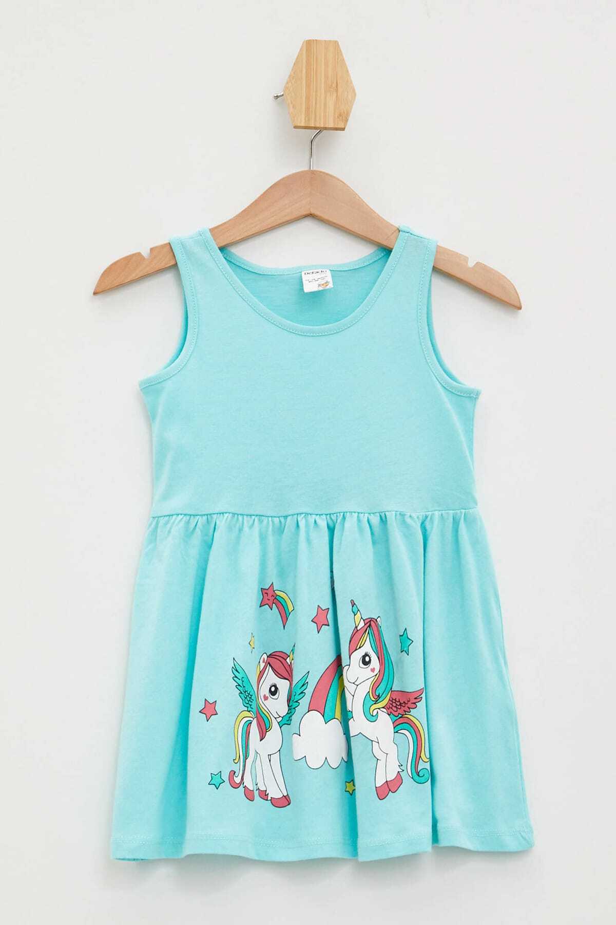 DeFacto Turkuaz Kız Bebek Unicorn Baskılı Elbise Fiyatı