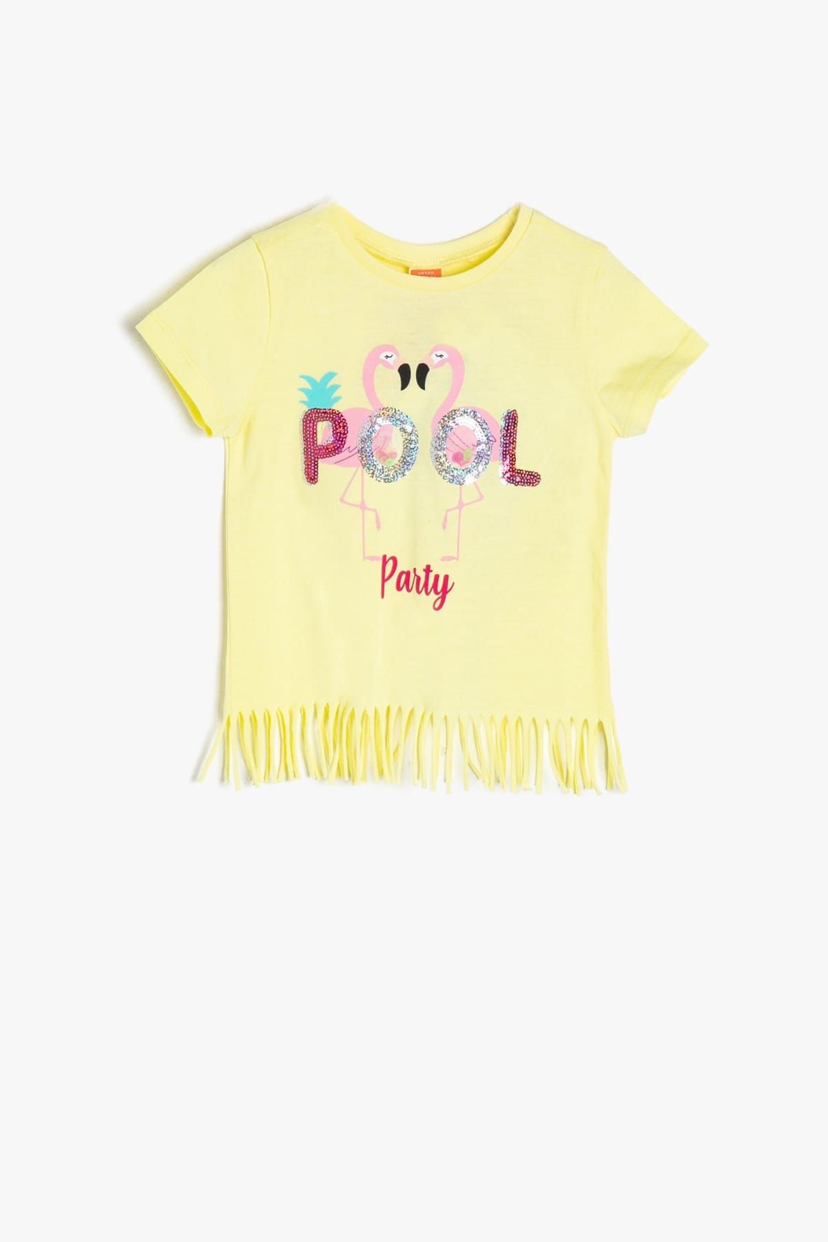 Koton Sarı Kız Bebek Pul Detaylı T-Shirt