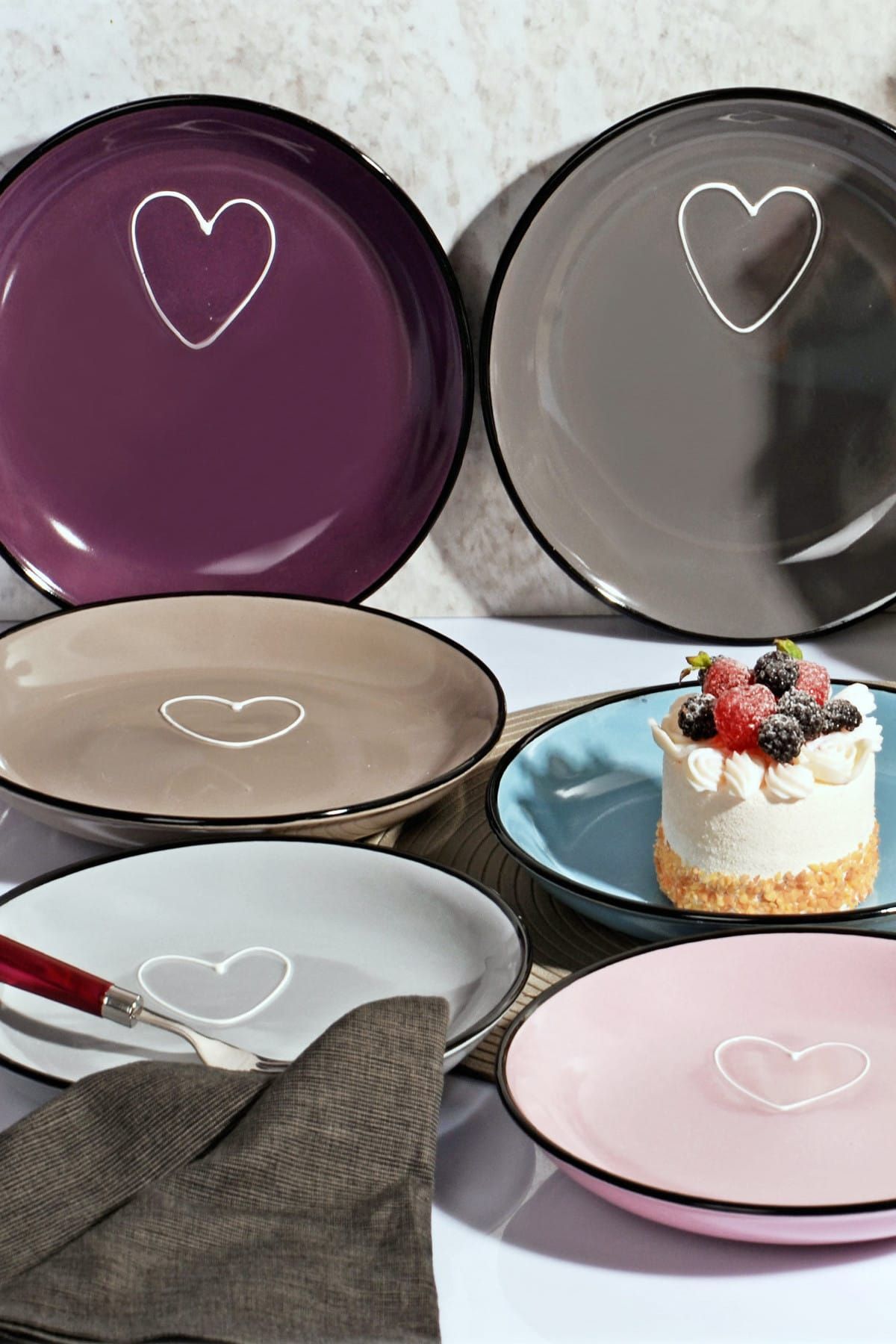 Kitchen Life Kalp Model 6�Lı Porselen Pasta Tabak Seti Fiyatı