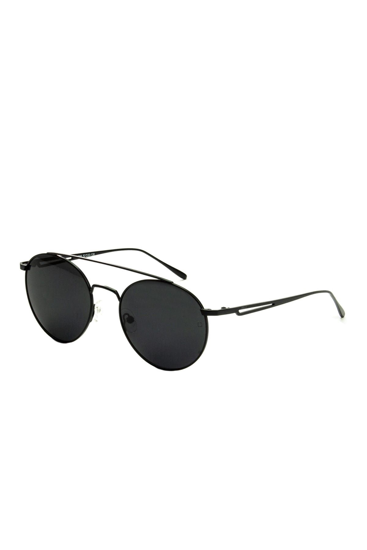Zolo Eyewear Unisex Zolo Eyewear M1098 Siyah Yuvarlak Polarize Güneş Gözlüğü
