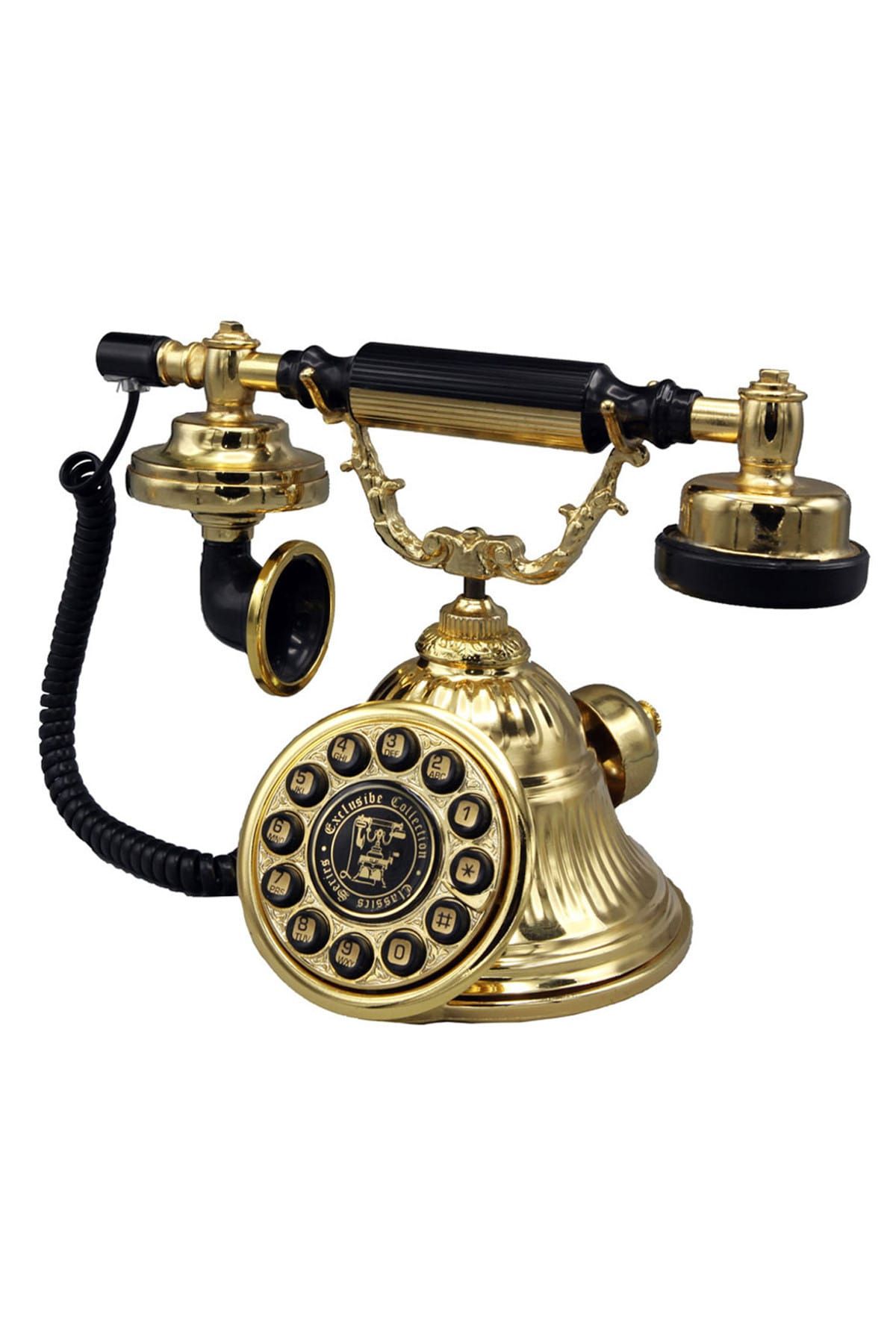 Genel Markalar Antika Ev Telefonu Klasik Tuşlu Çan Telefon Altın Renk Kablolu Çalışır