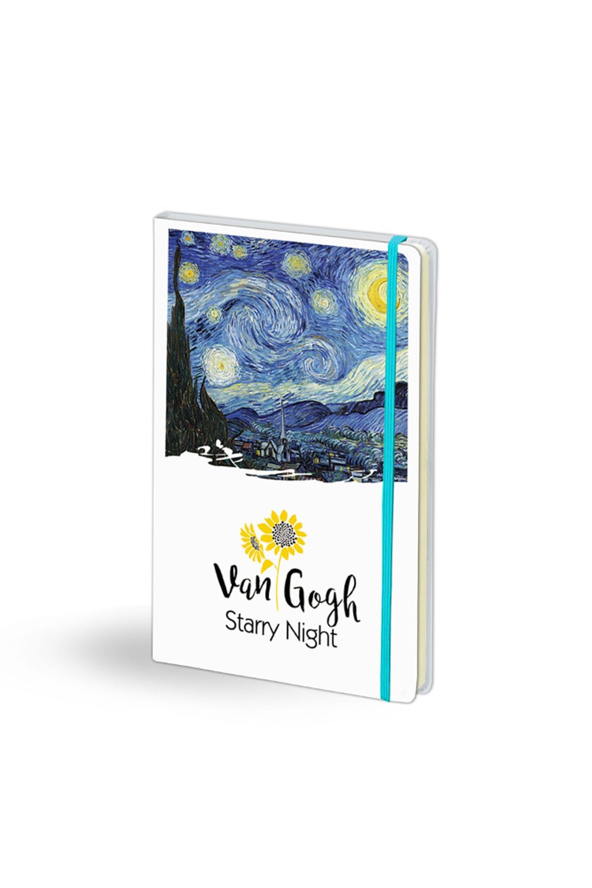 iF Dizayn Van Gogh Starry Night Beyaz Deri Defter