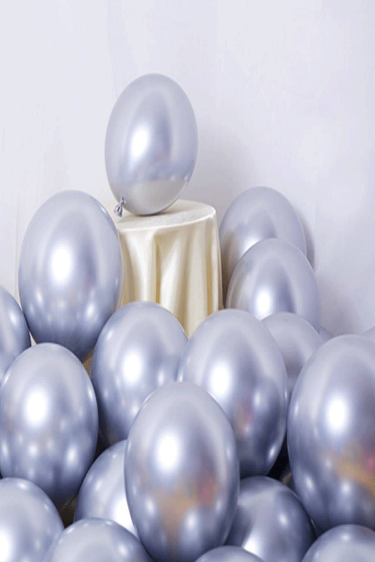 Magic Hobby Krom Parlak Metalik Gümüş Gri Renk 5'Li Balon