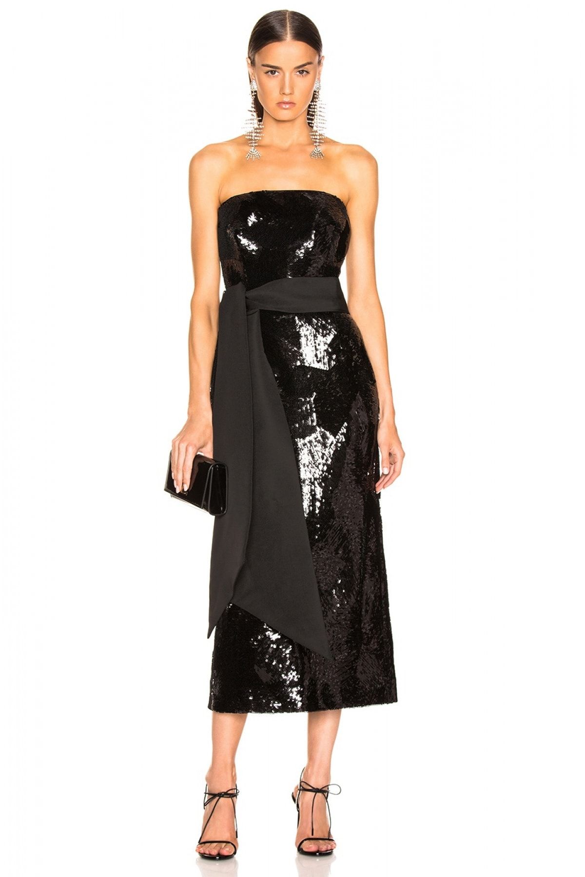 By Umut Design Kadın Geniş Kuşaklı Straplez Payet Elbise 4501628