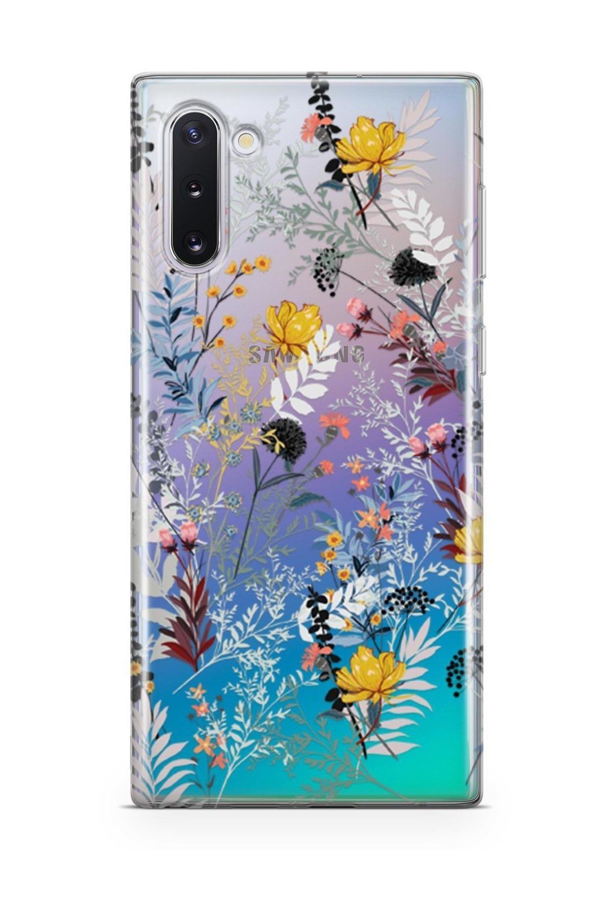 Lopard Galaxy Note 10 Kılıf Silikon Arka Koruma Kapak Bahar Çiçekleri Desenli