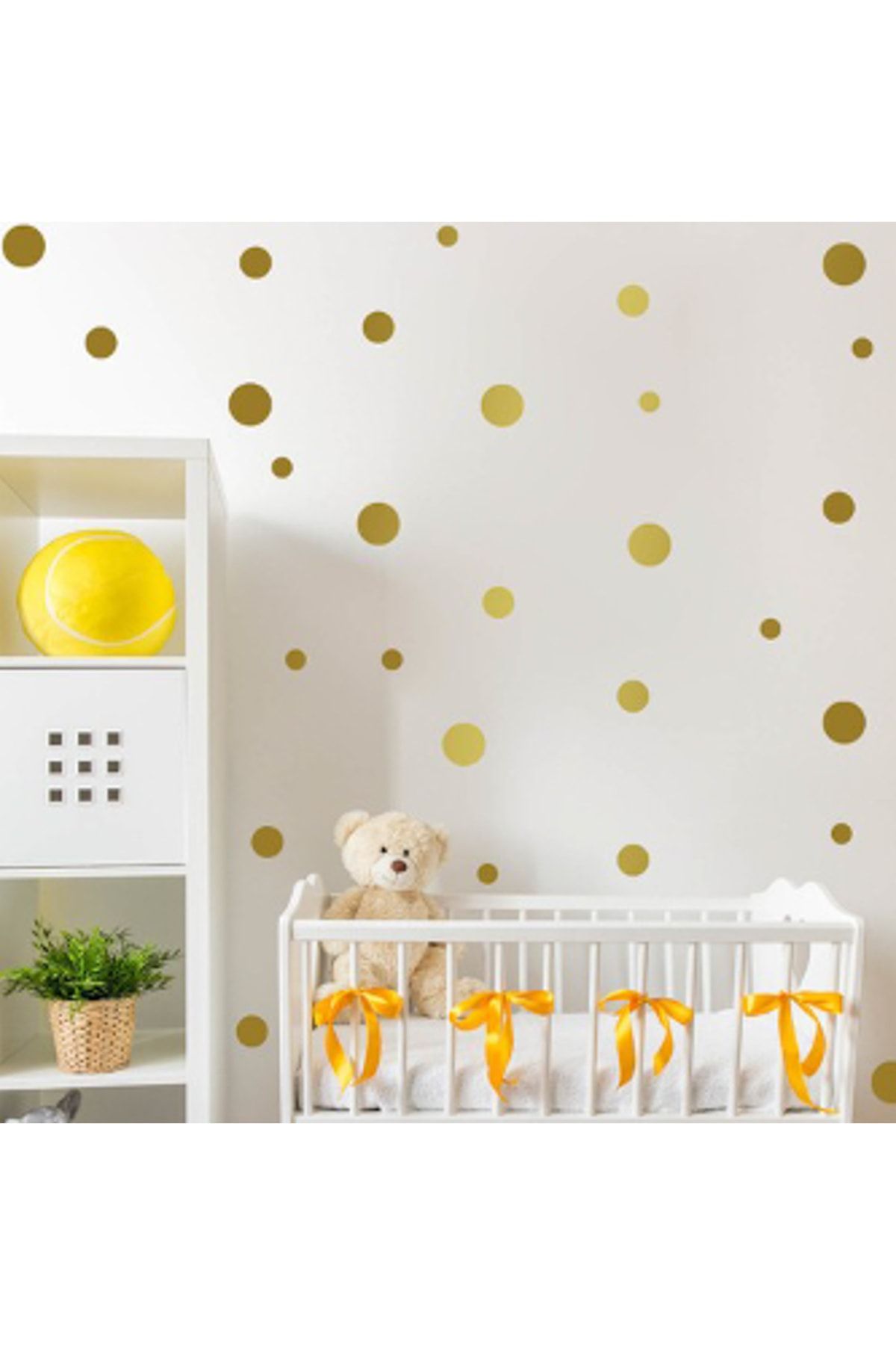 Sticker Sepetim 108 Adet Altın Renk Puantiyeler Bebek Ve Çocuk Odası Dekoratif Duvar Sticker