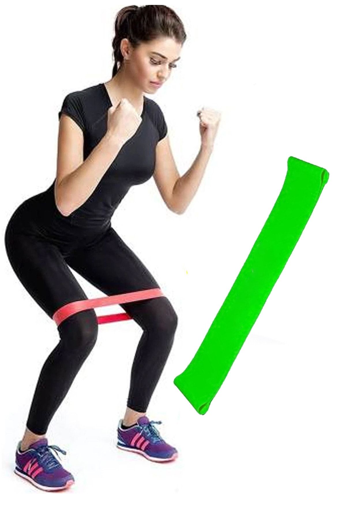 Jet Aerobik Band Pilates Plates Yoga Fitness Squat Çalışma Lastiği Latex Egzersiz Bandı Yeşil