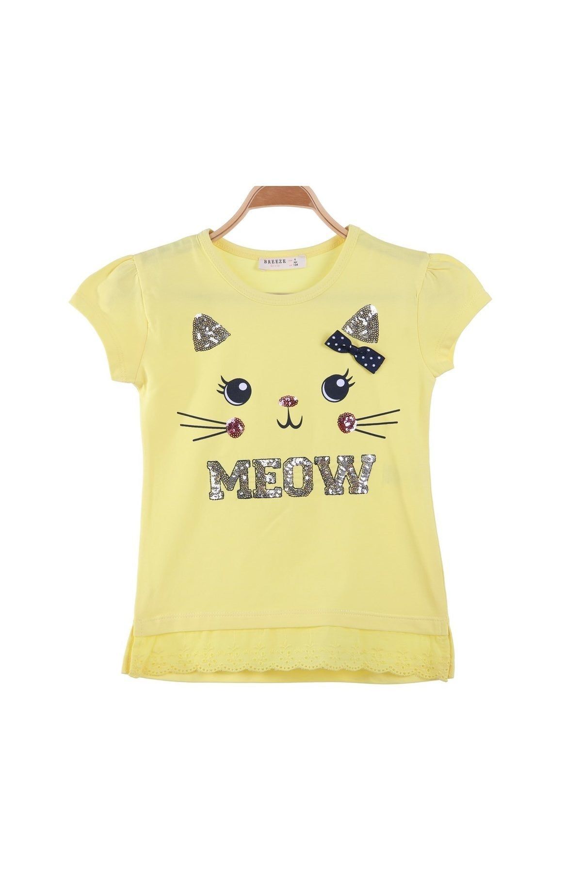 Breeze Sarı Çocuk Kedili T-Shirt