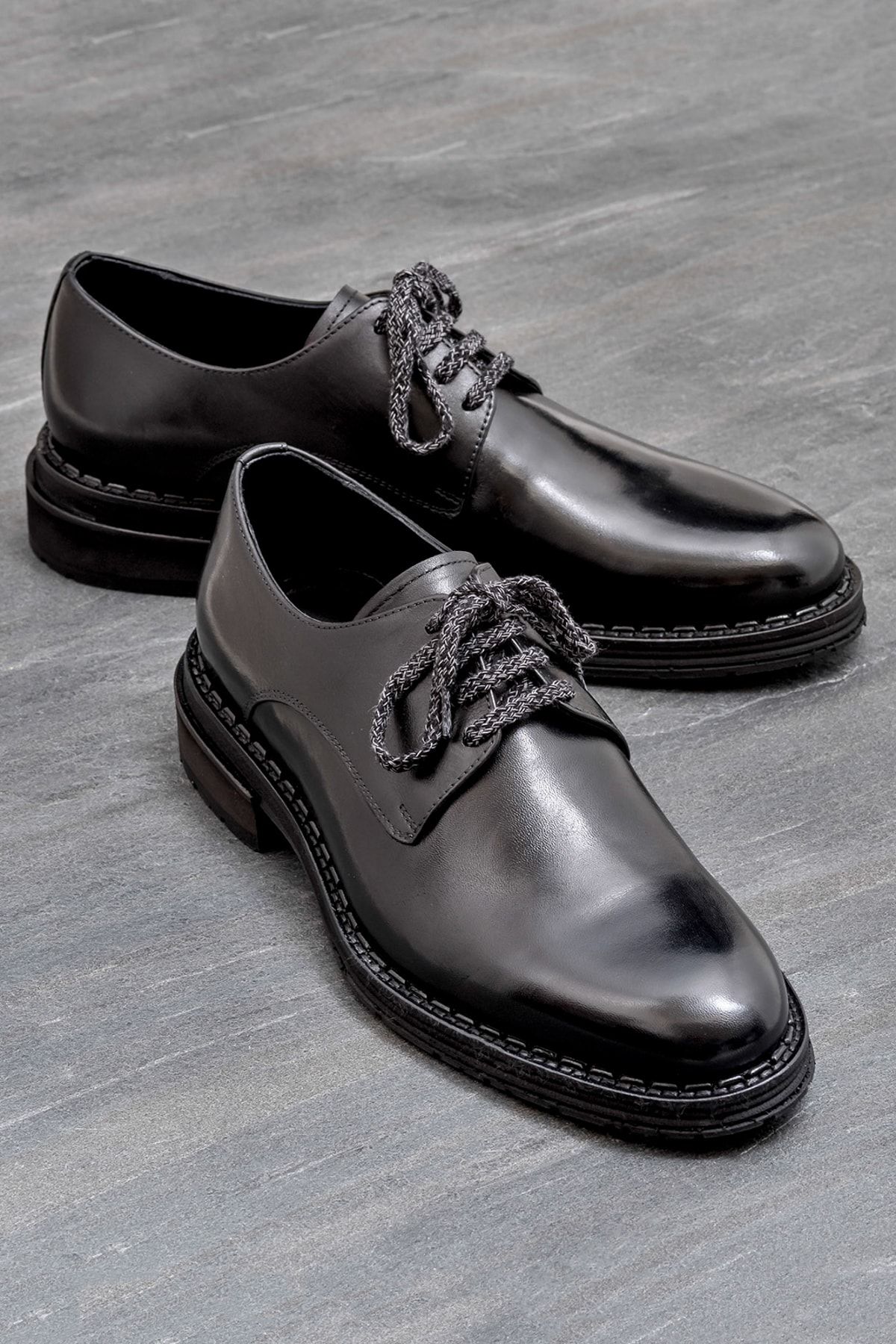 Elle EFRAIN Hakiki Deri Siyah Erkek Klasik Ayakkabı