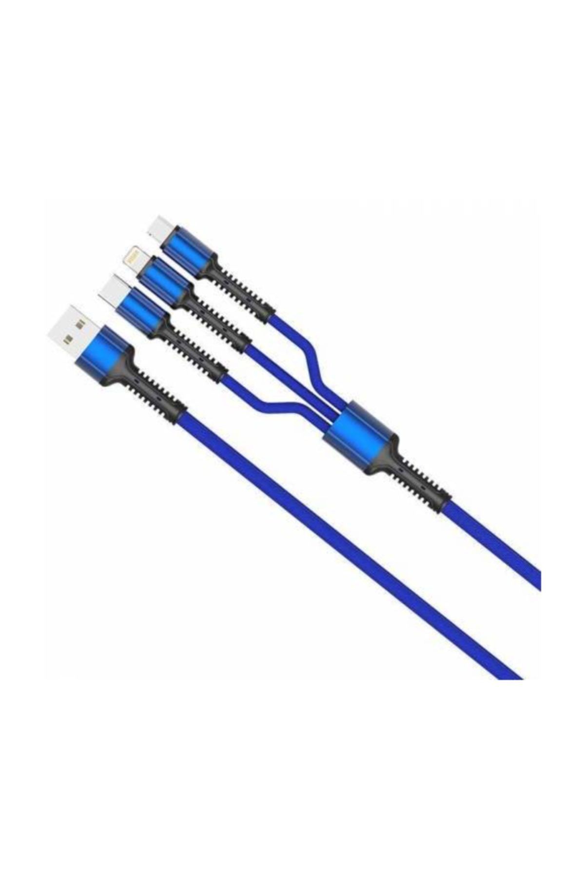 Dijimedia Lc93 Type-C+Micro+Lightning Şarj Kablo 1.2m 3.4 A Mavi