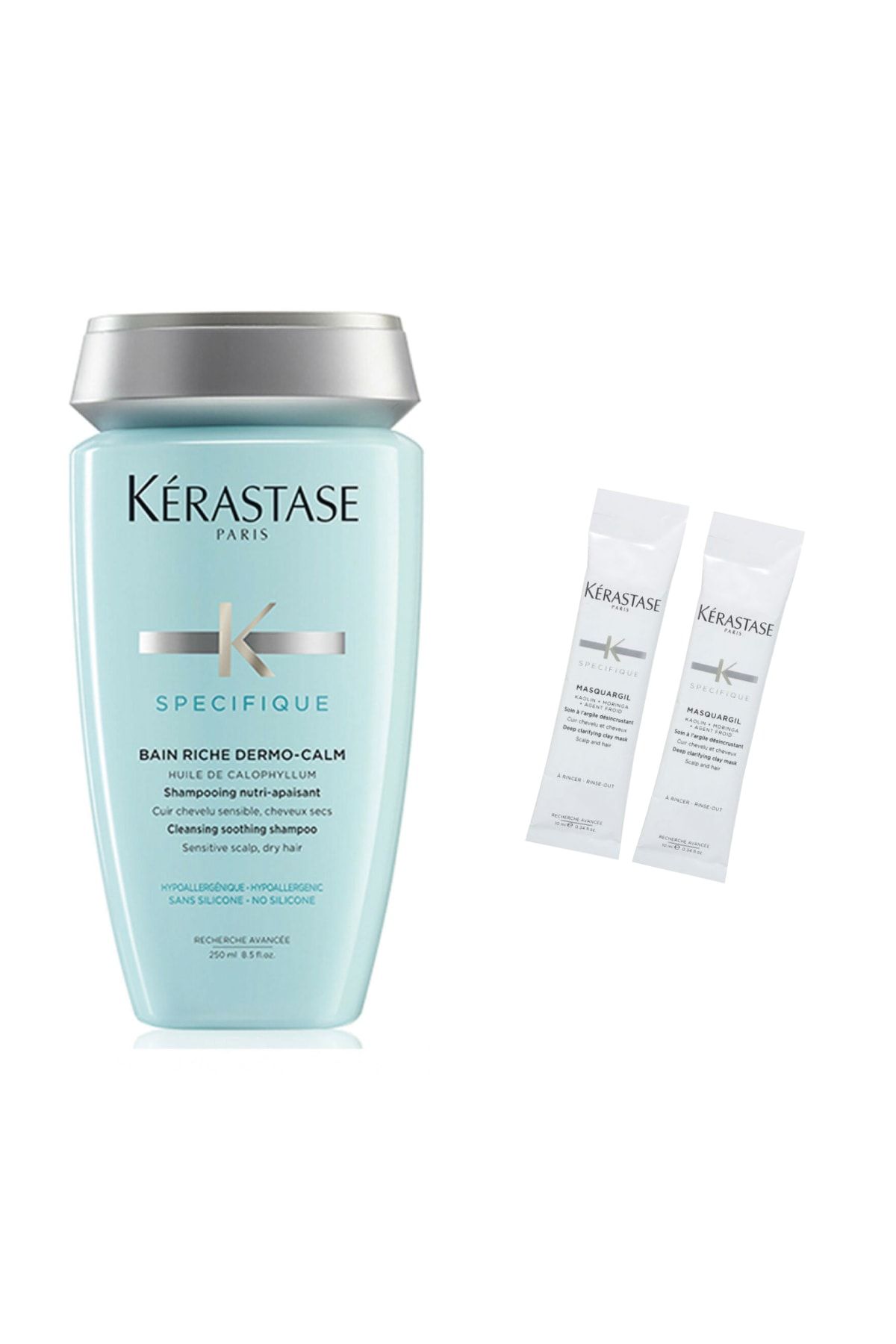 Kerastase Bain Riche Dermo-Calm Kuru Saçlar için Şampuan 250 ml + Saç Banyosu Öncesi Kil Maskesi 2 x 10 ml