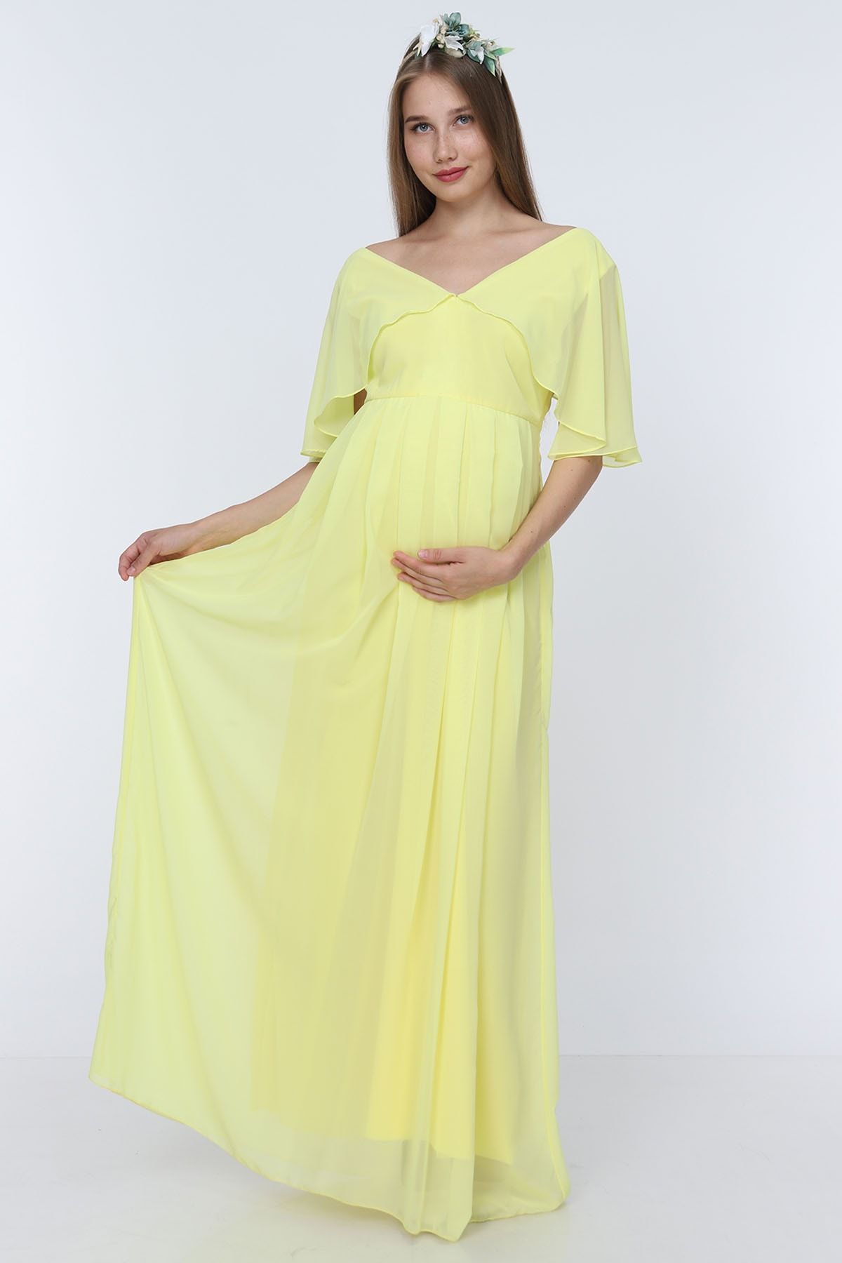 MODA LABİO Kadın Sarı Melek Kol Elbise ML020300X