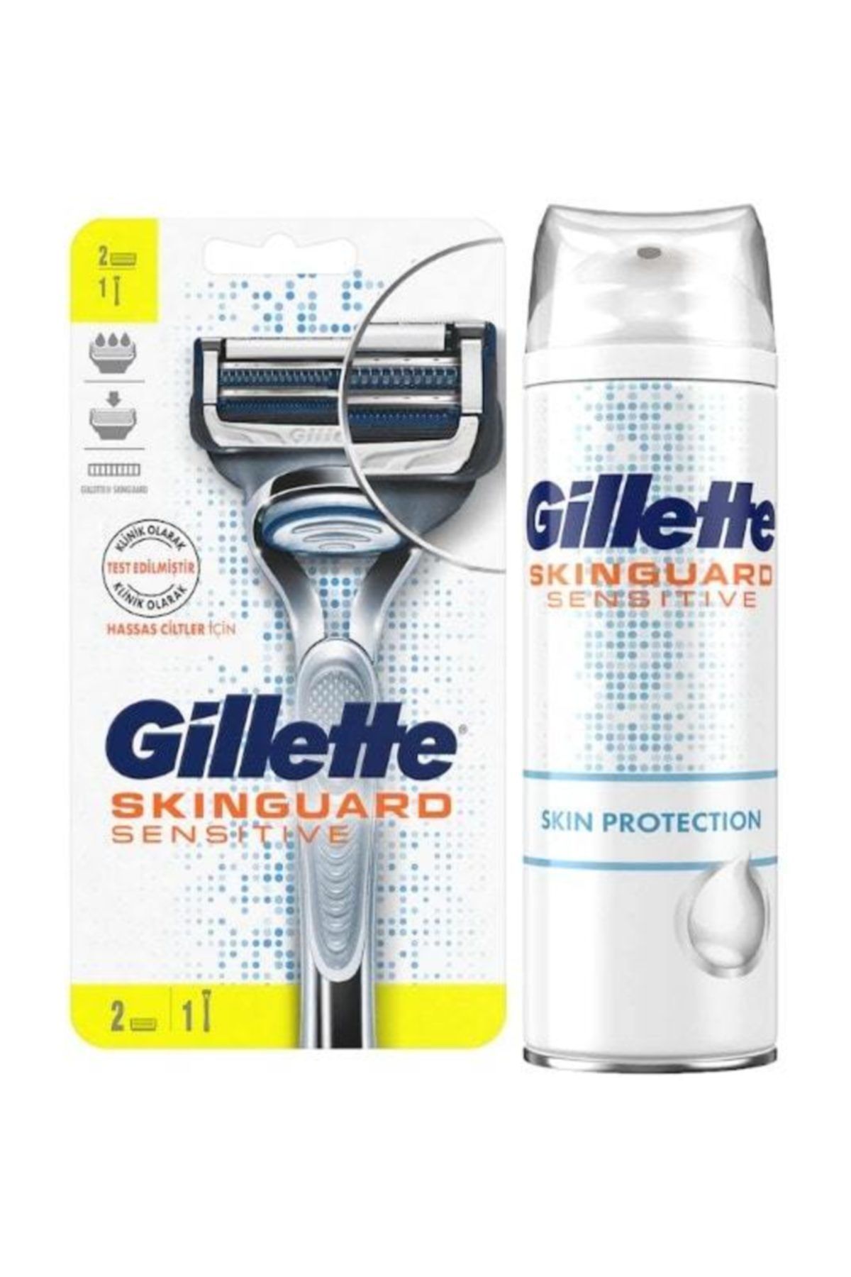 Gillette Skinguard Tıraş Makinesi 2 Yedekli + Tıraş Köpüğü 250 ml 120995