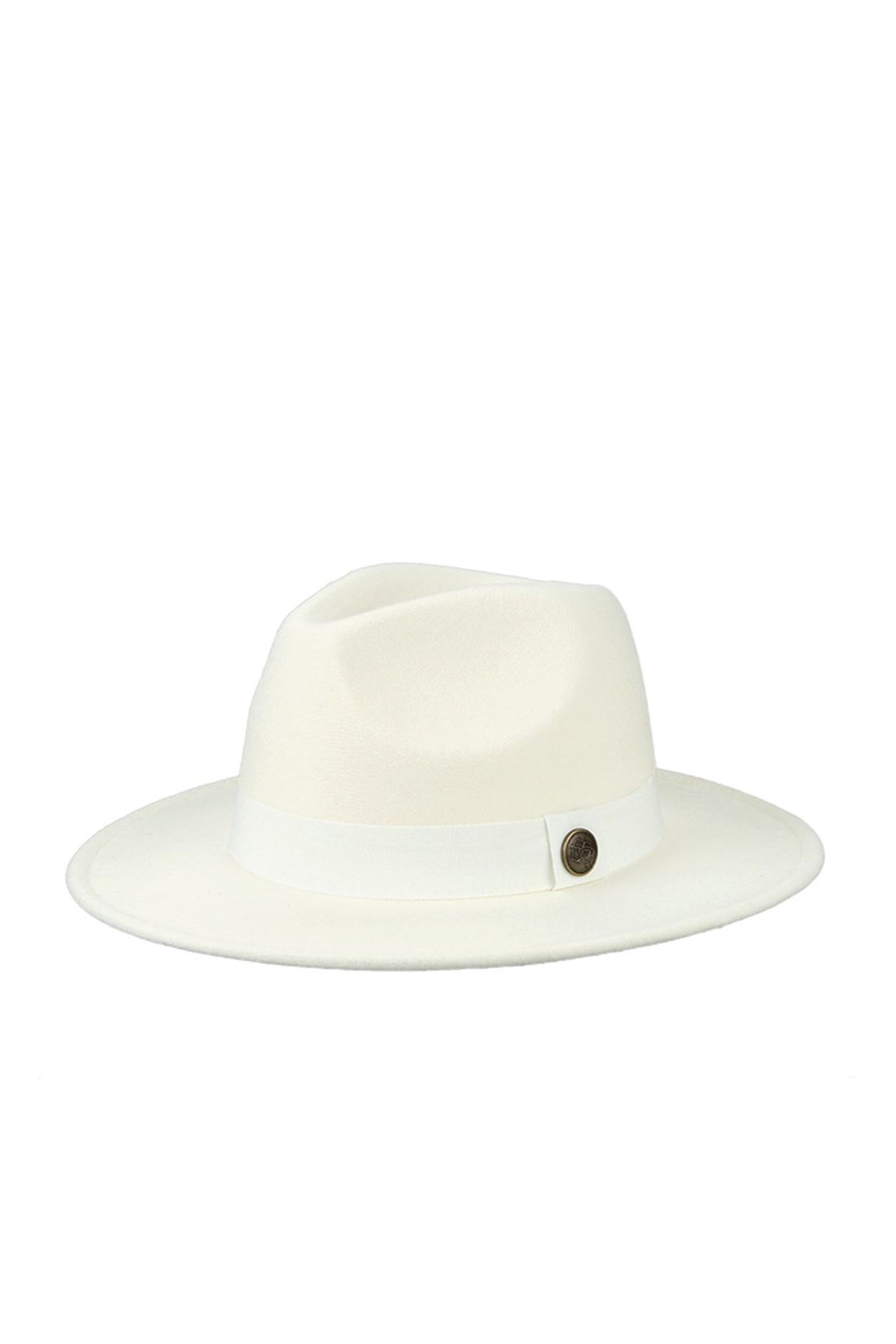 CosmoOutlet Beyaz Panama Fedora Fötr Klasik Şapka