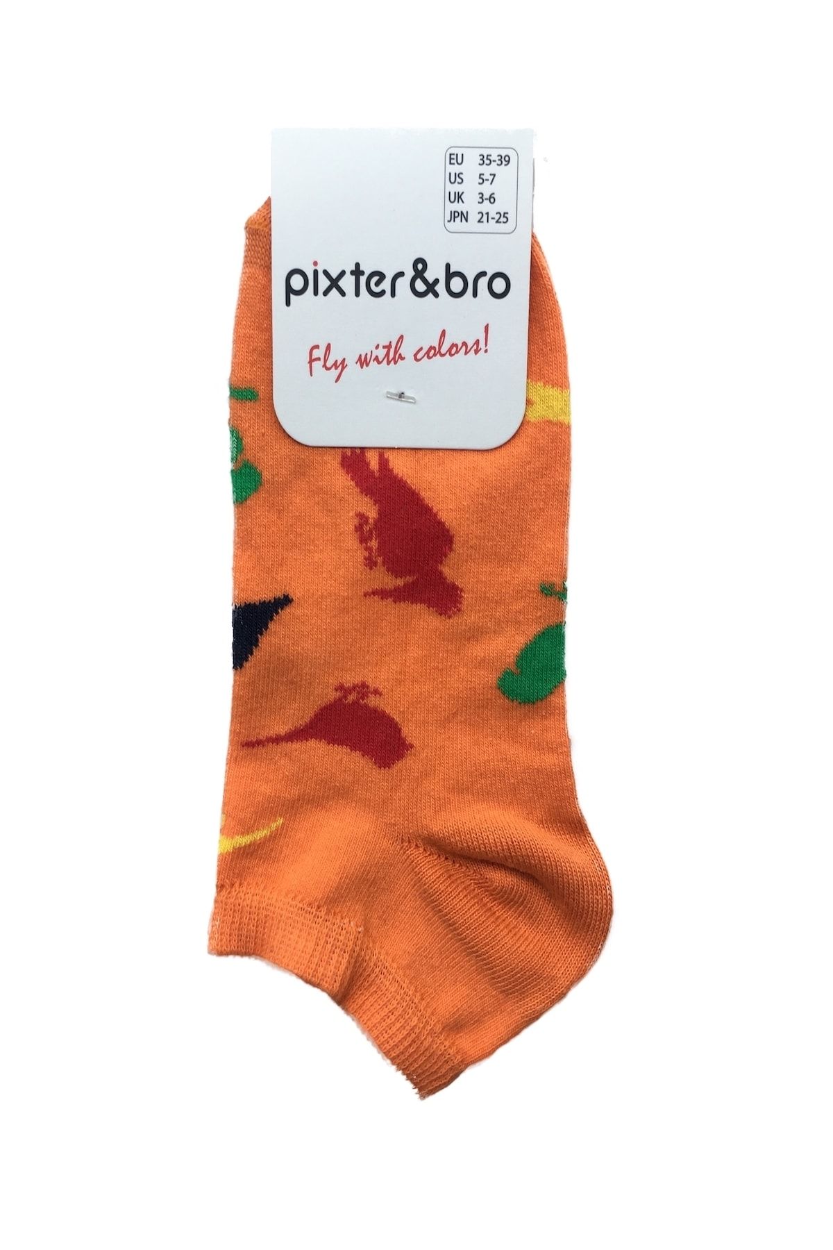Pixter Bro Kadın Oranj Birds Tekli Patik Çorap