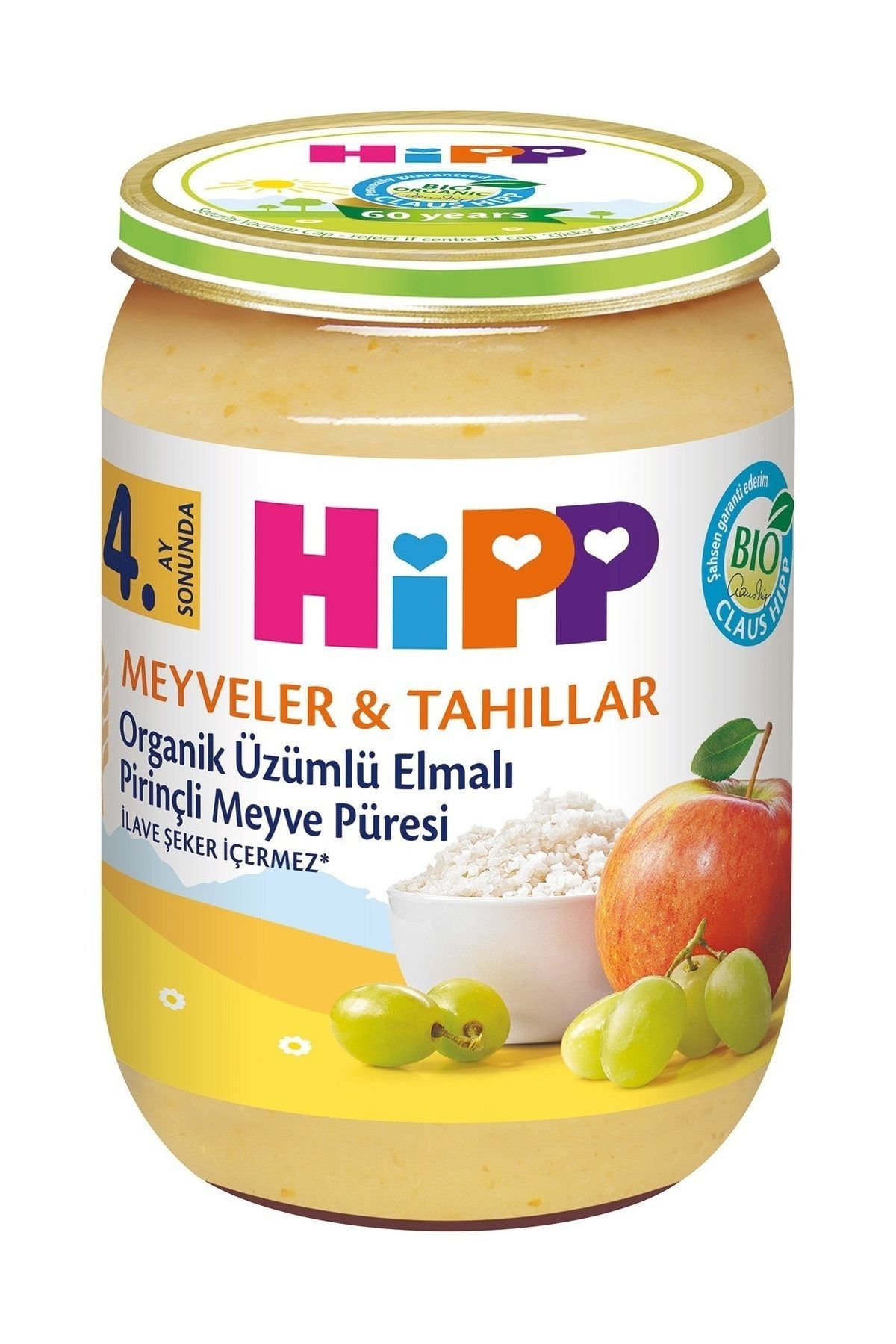 Hipp Organik Üzümlü Elmalı Pirinçli Kavanoz Maması 190 gr