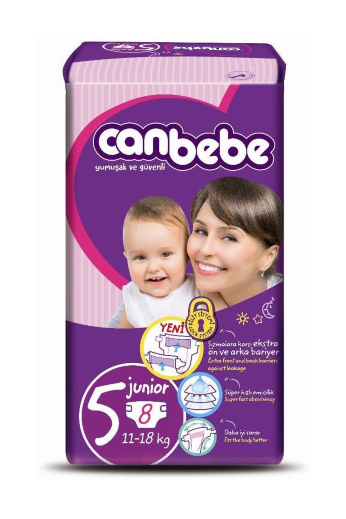 Canbebe Can Bebe Arası Bebek Bezi No:5 Deneme Boyu 8 Li 11-18 kg