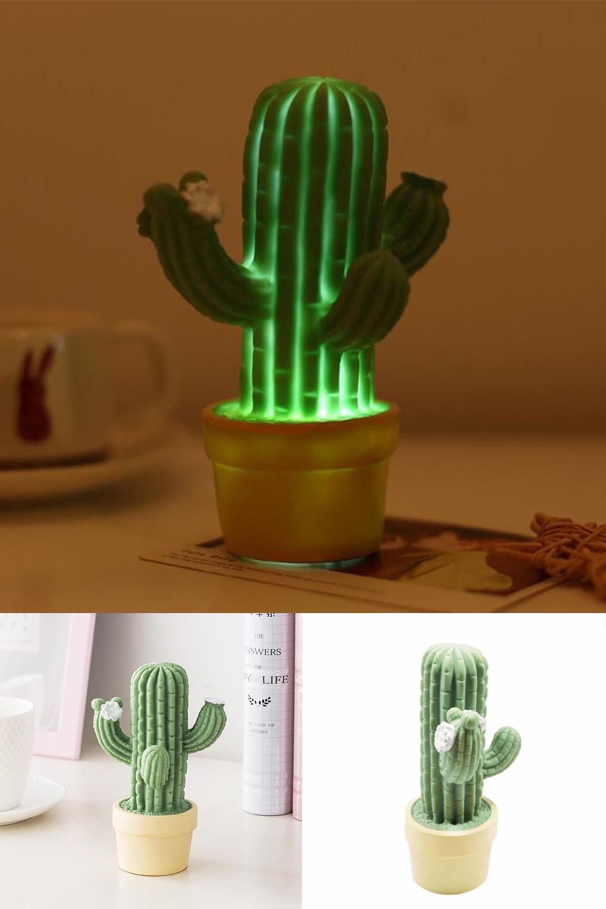 Buffer Sevimli Mini Kaktüs Dekoratif Led Masa/Gece Lambası