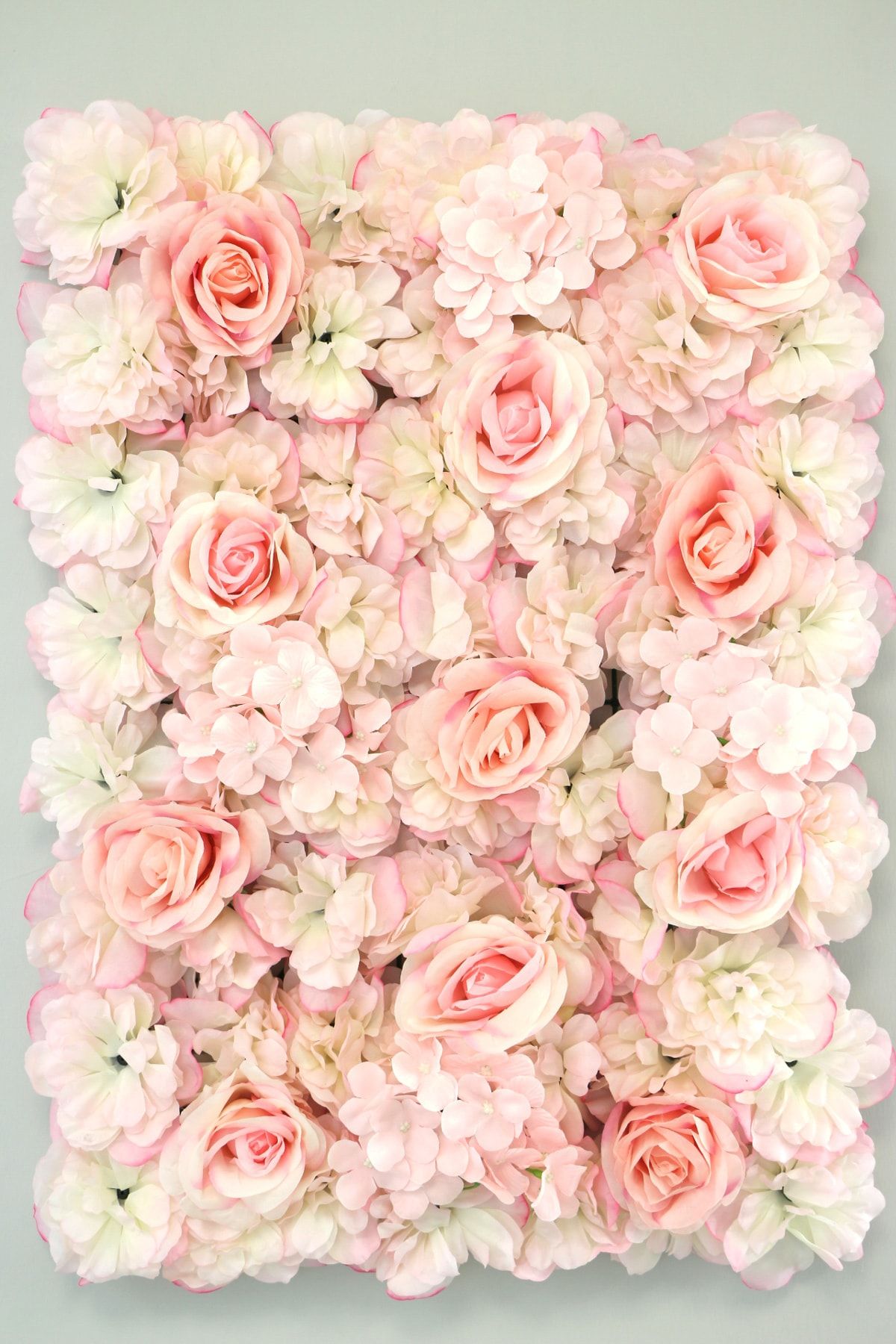 Yapay Çiçek Deposu Yapay Lüx Duvar Çiçeği Ortanca Ve Gül Zemin Kaplama Duvarı 40X60 Cm Pudra Pembe