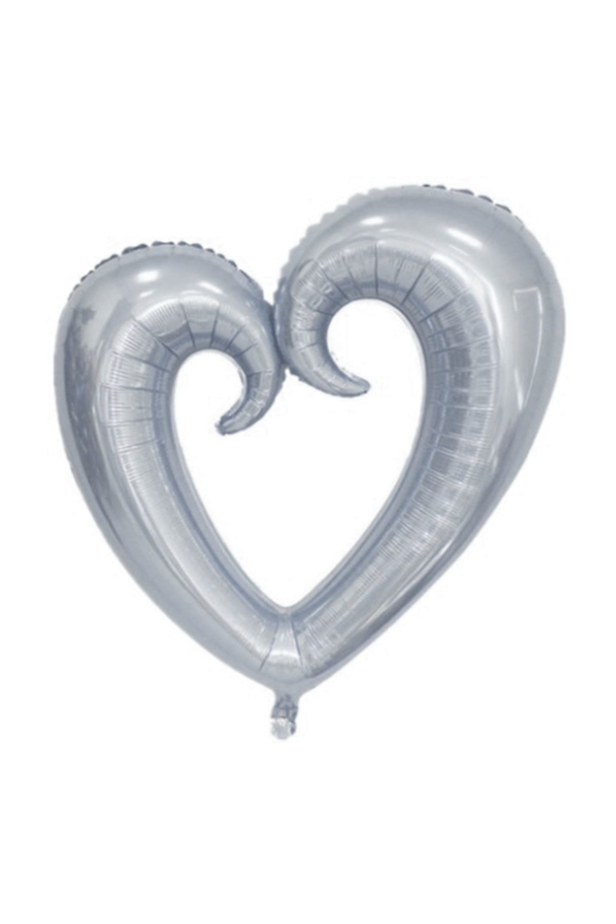 Partici Kıvrımlı Gümüş Kalp Folyo Balon 100 cm