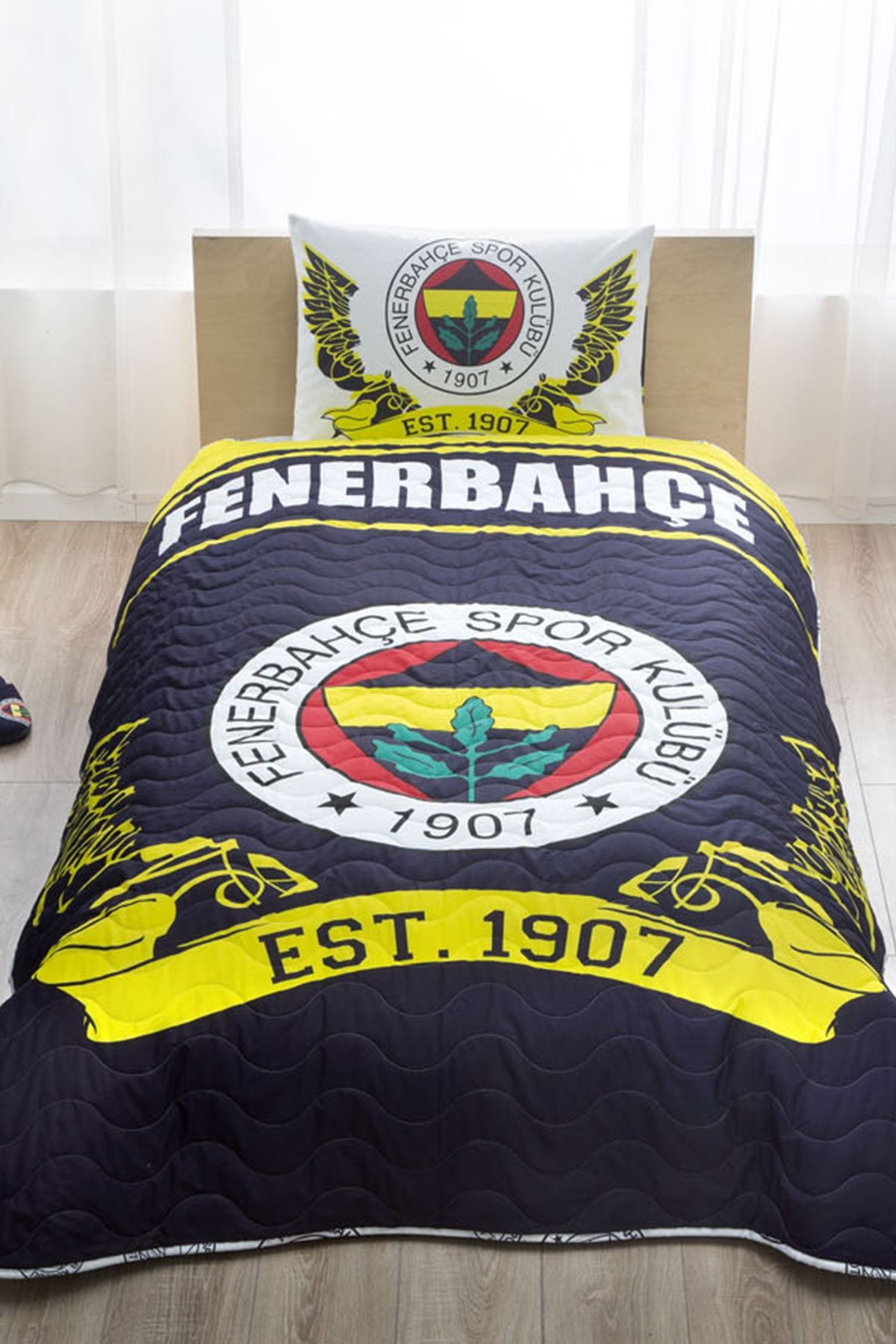 Taç Tek Kişilik Lisanslı Cpp Yatak Örtüsü Seti Fenerbahçe Logo