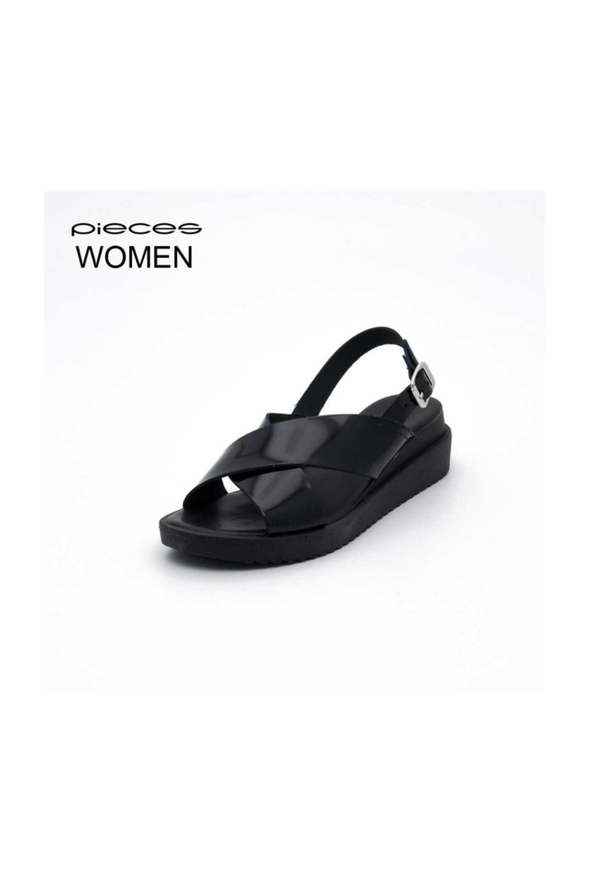Pieces Siyah Kadın Sandalet 17073402 Psjıselle Patent Leather Sandal Black