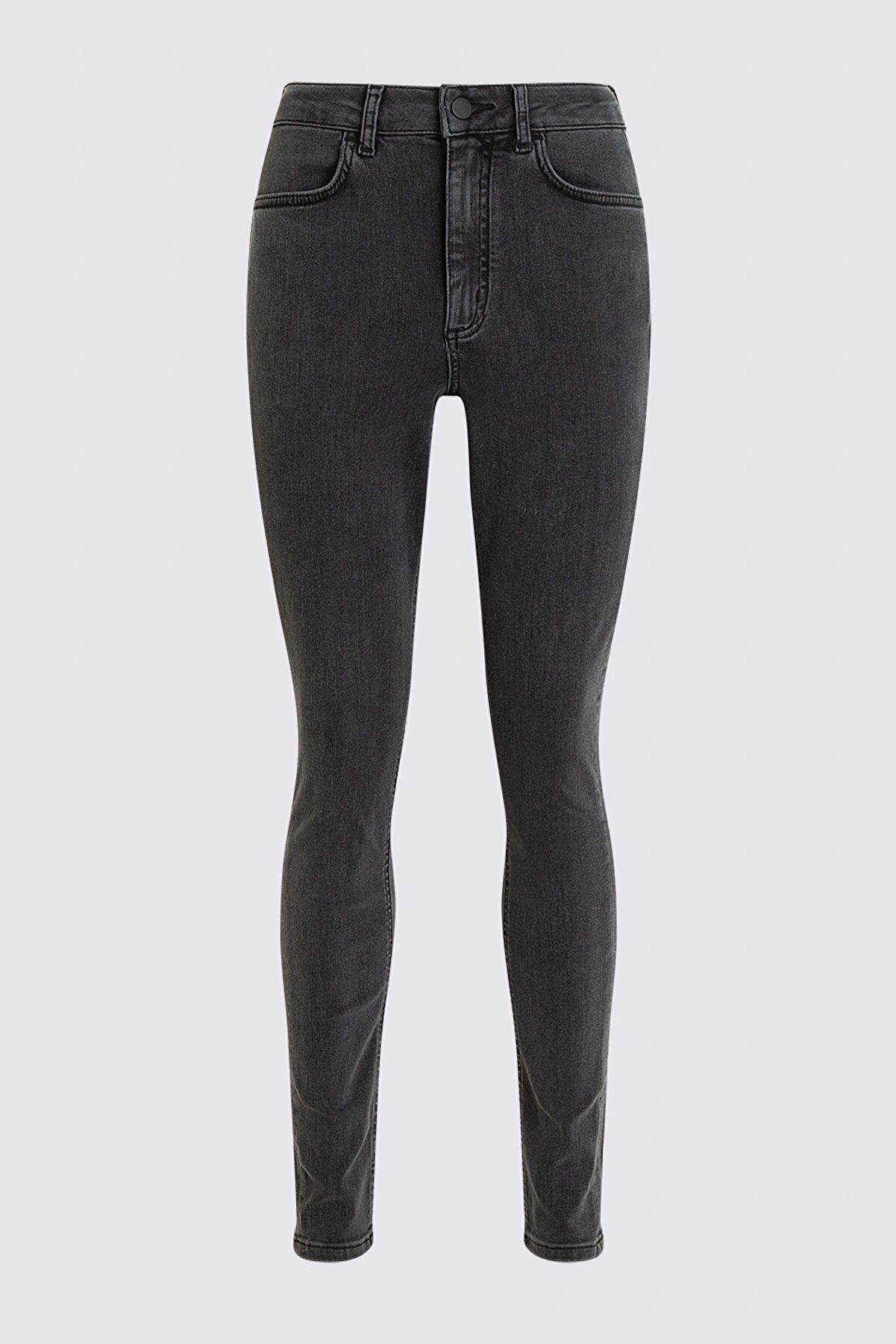 Marks & Spencer Kadın Gri Pamuklu Straight Leg Pantolon T57001025T