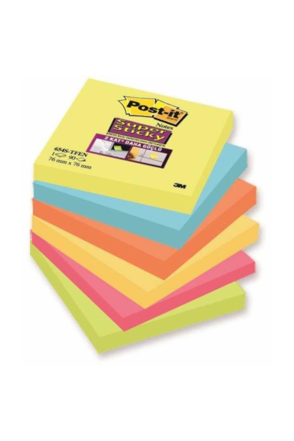 Post-it Super Sticky Not, Tutti Frutti Serisi, 6lı paket, 90 yaprak, 76x76mm