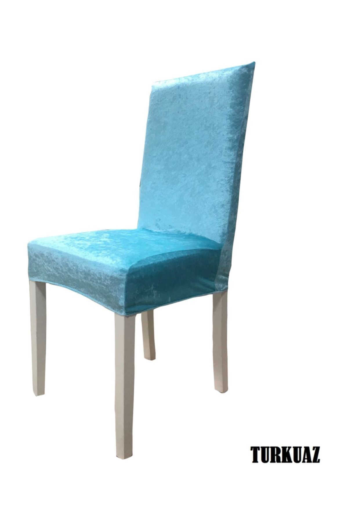 Madame Blue Ipek Kadife Likralı Sandalye Kılıfı  6 Lı Paket Turkuaz